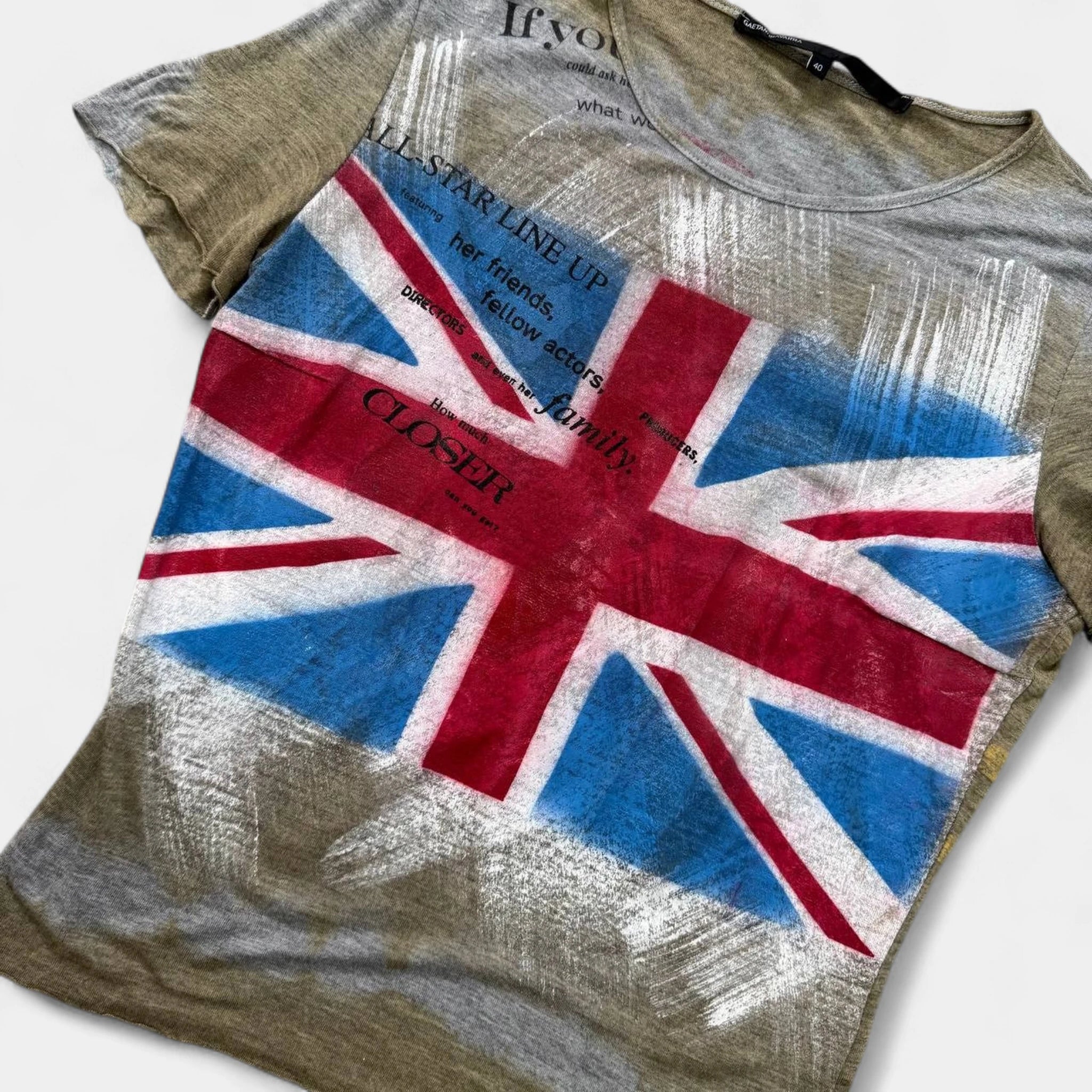 Gaetano Navarra Vintage Punk Union Jack Graphic T-Shirt