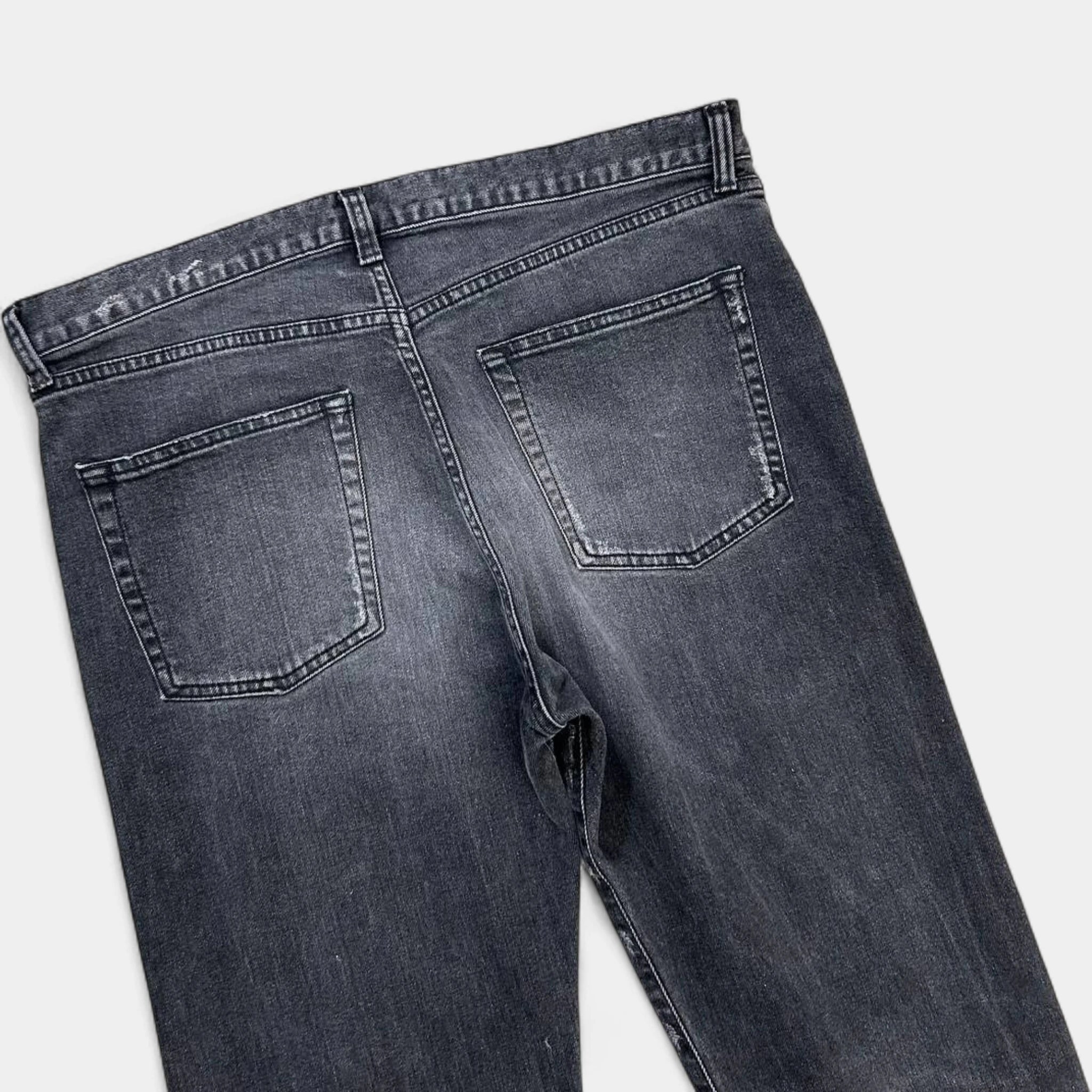 Saint Laurent D14 2017 Classic Embroidered Black Grey Skinny Jeans