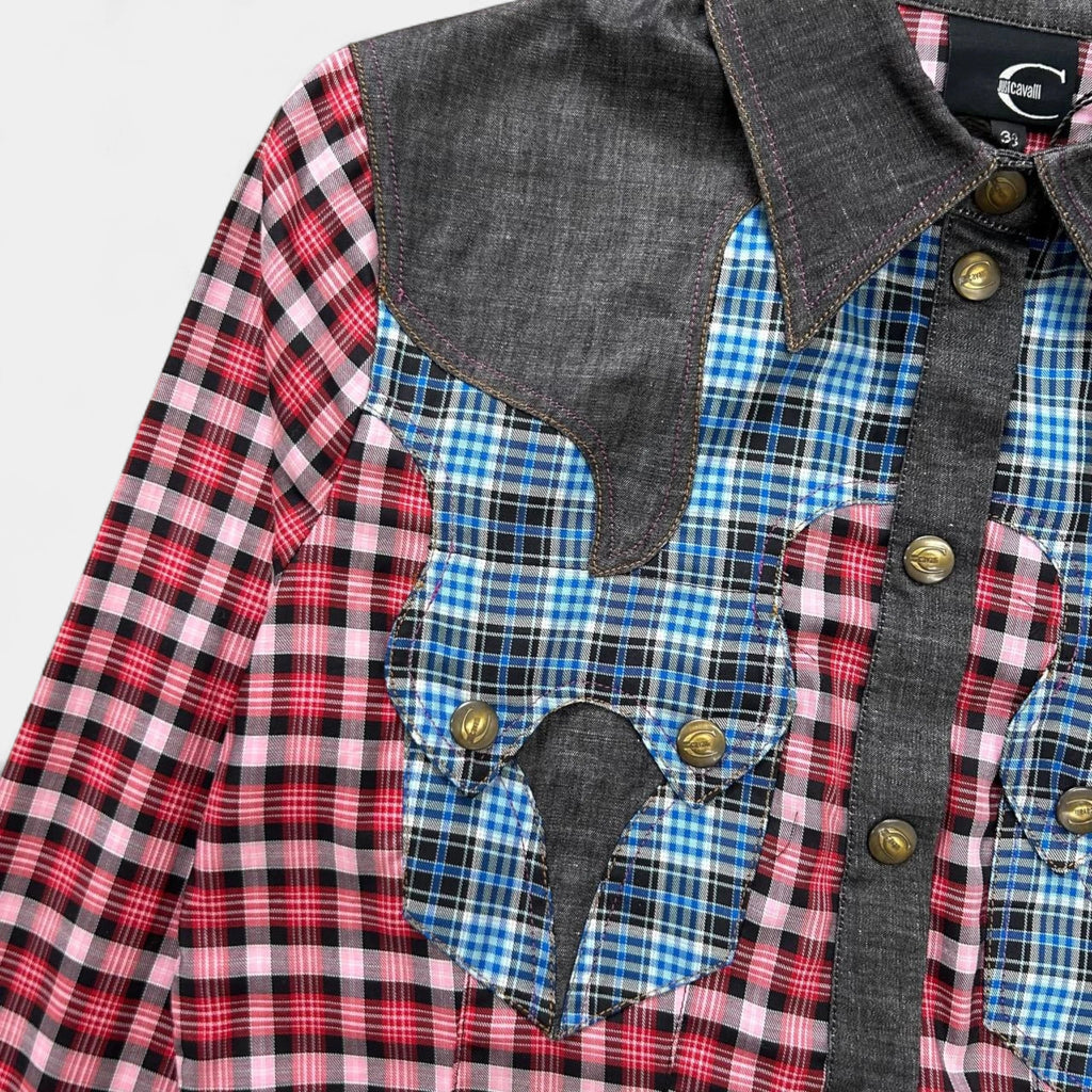 Just Cavalli Western Checkered Multicolor Shirt