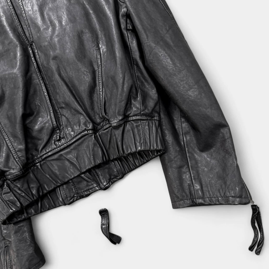 Dsquared2 2000s Black Multi-Pocket Leather Biker Jacket