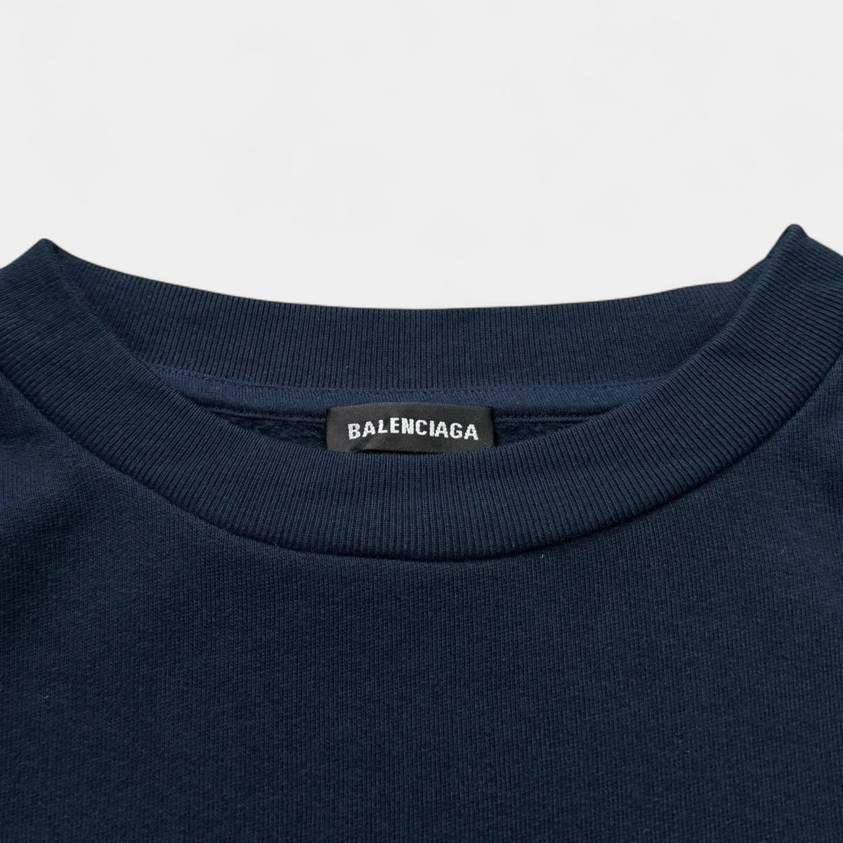 Balenciaga 2023 College Logo Embroidered Navy Crewneck