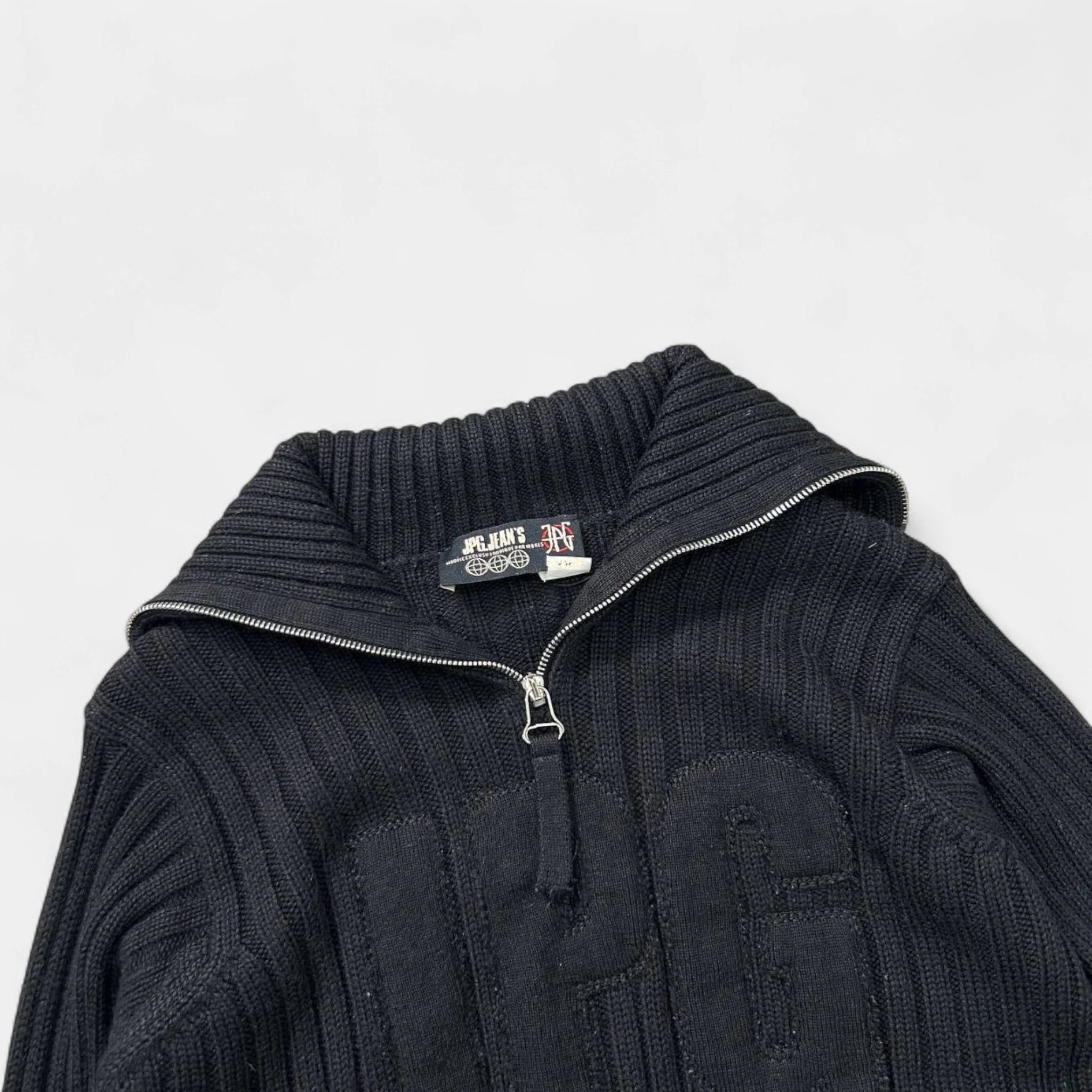 Jean Paul Gaultier 2000s Linear Knit Skull Appliqué Turtleneck