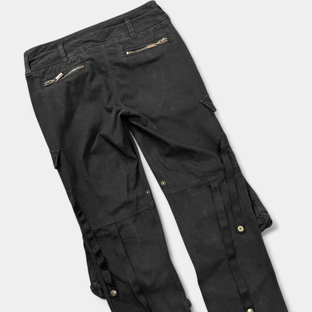 Just Cavalli 2000's Black Cargo Bondage Pants