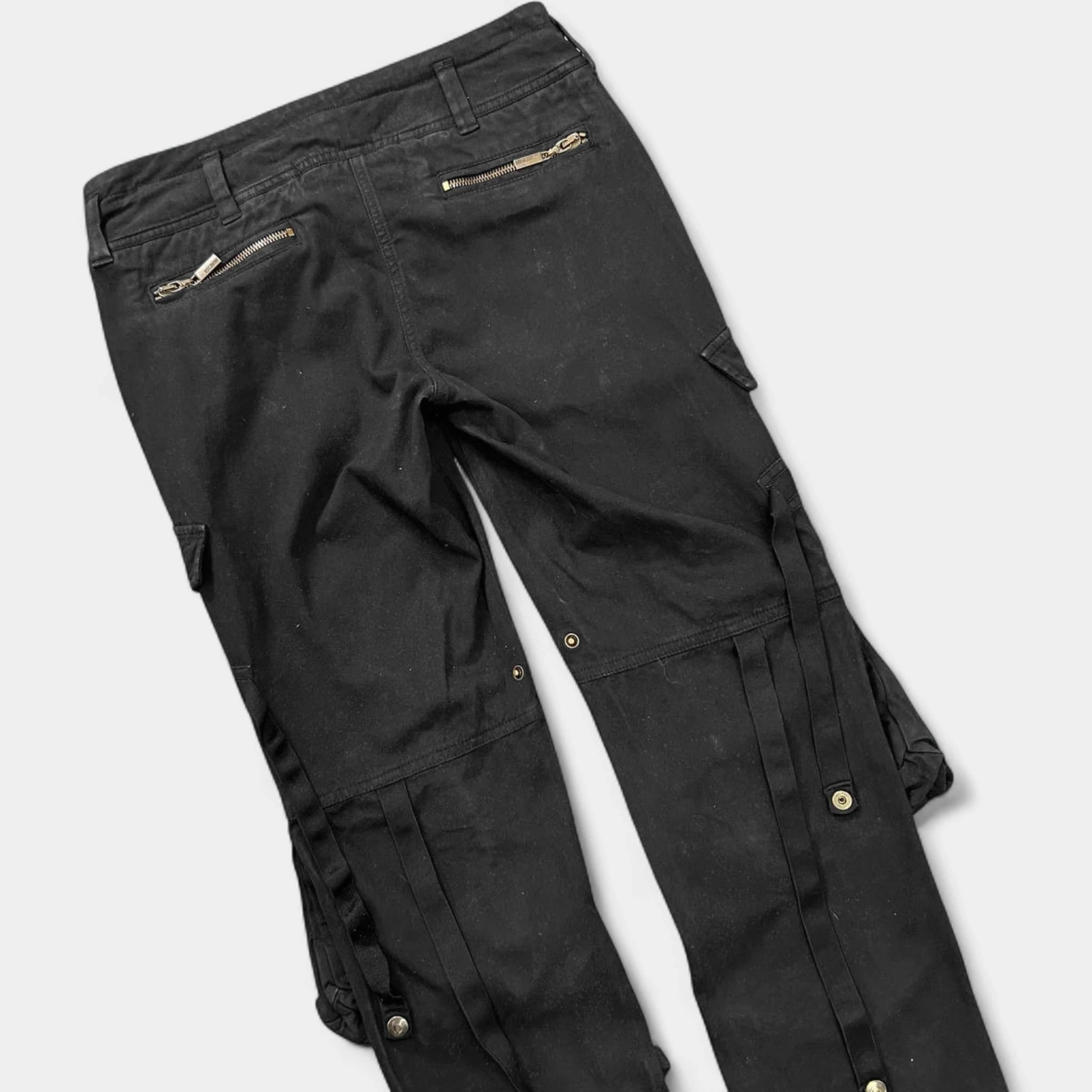 Just Cavalli 2000's Black Cargo Bondage Pants