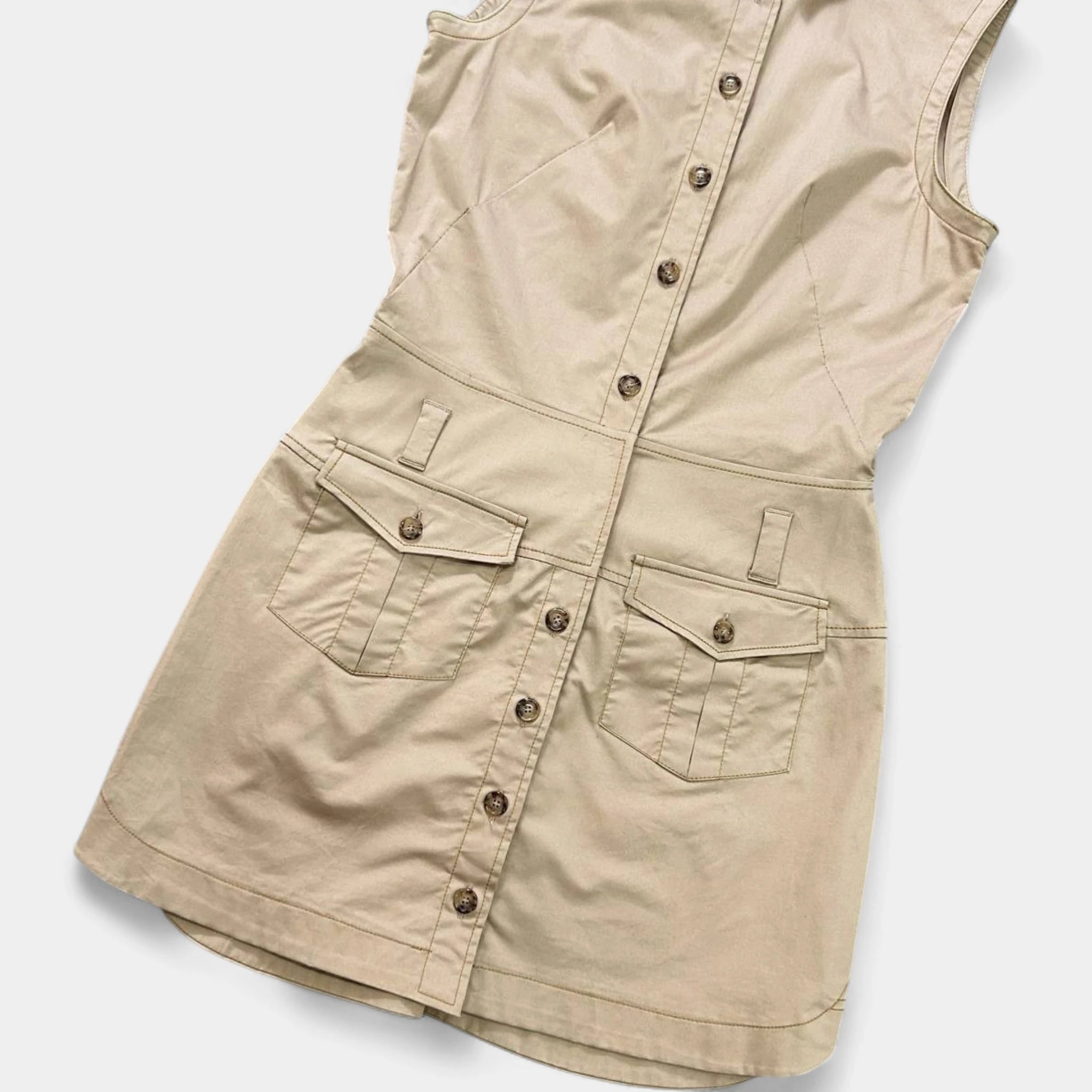 Dolce & Gabbana Sleeveless Cargo Shirt Dress Light Brown