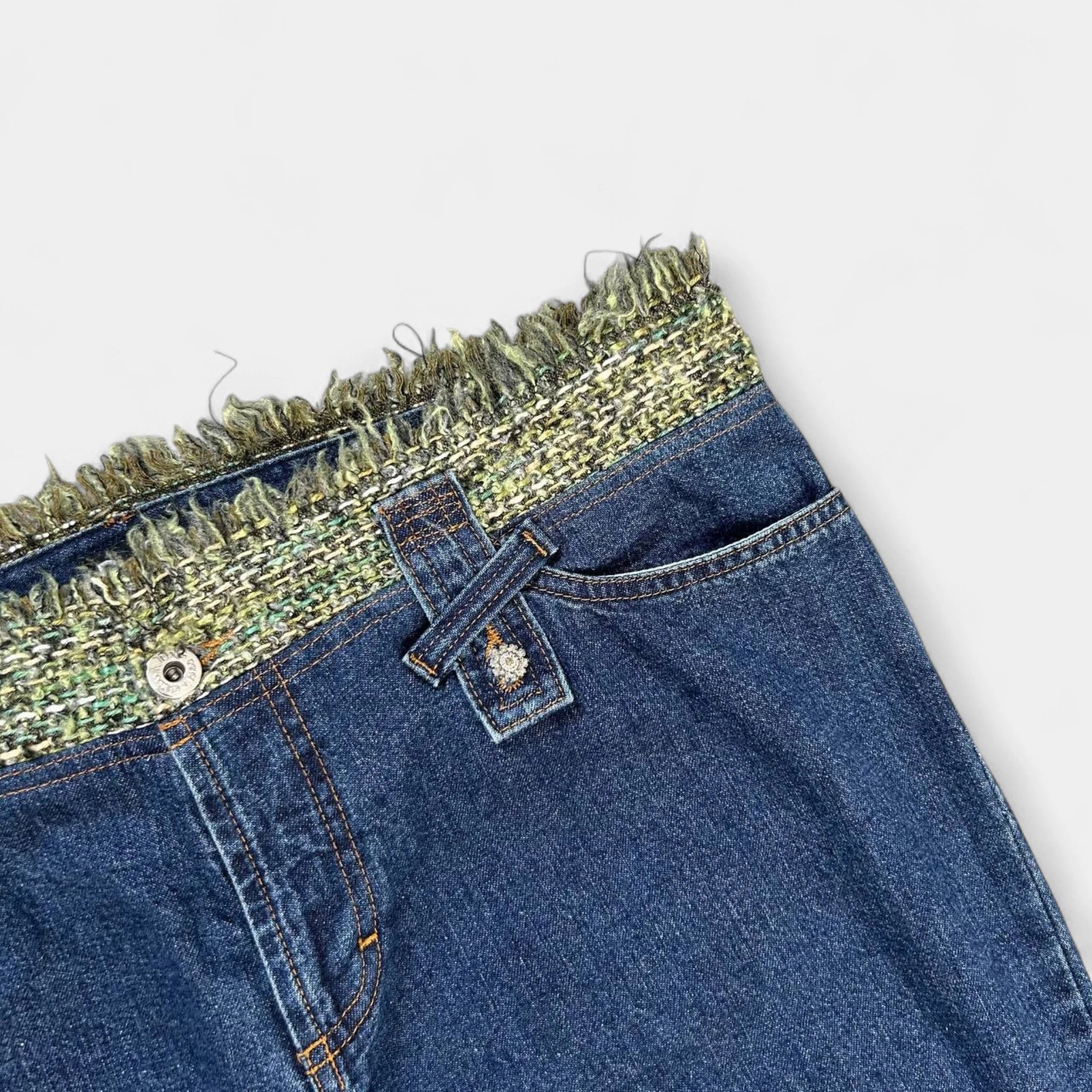 Dolce & Gabbana Green Tweed Denim Pants