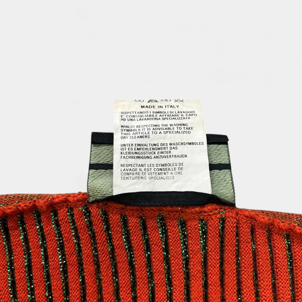 Jean Paul Gaultier Maille Iridescent Ribbed Knit V-Neck Sweater