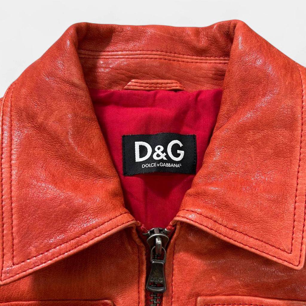 Dolce & Gabbana Biker Multizipper Red Leather Jacket