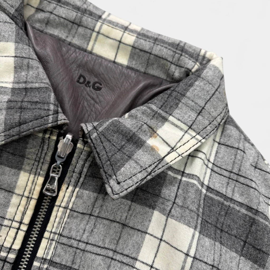 Dolce & Gabbana Reversible Patchwork Leather Checkered Jacket