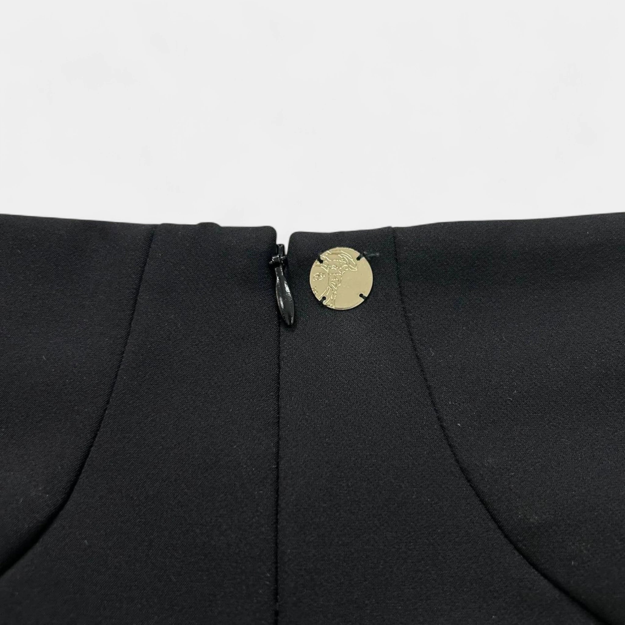 Versace Black Gold-Studded Bodycon Mini Skirt