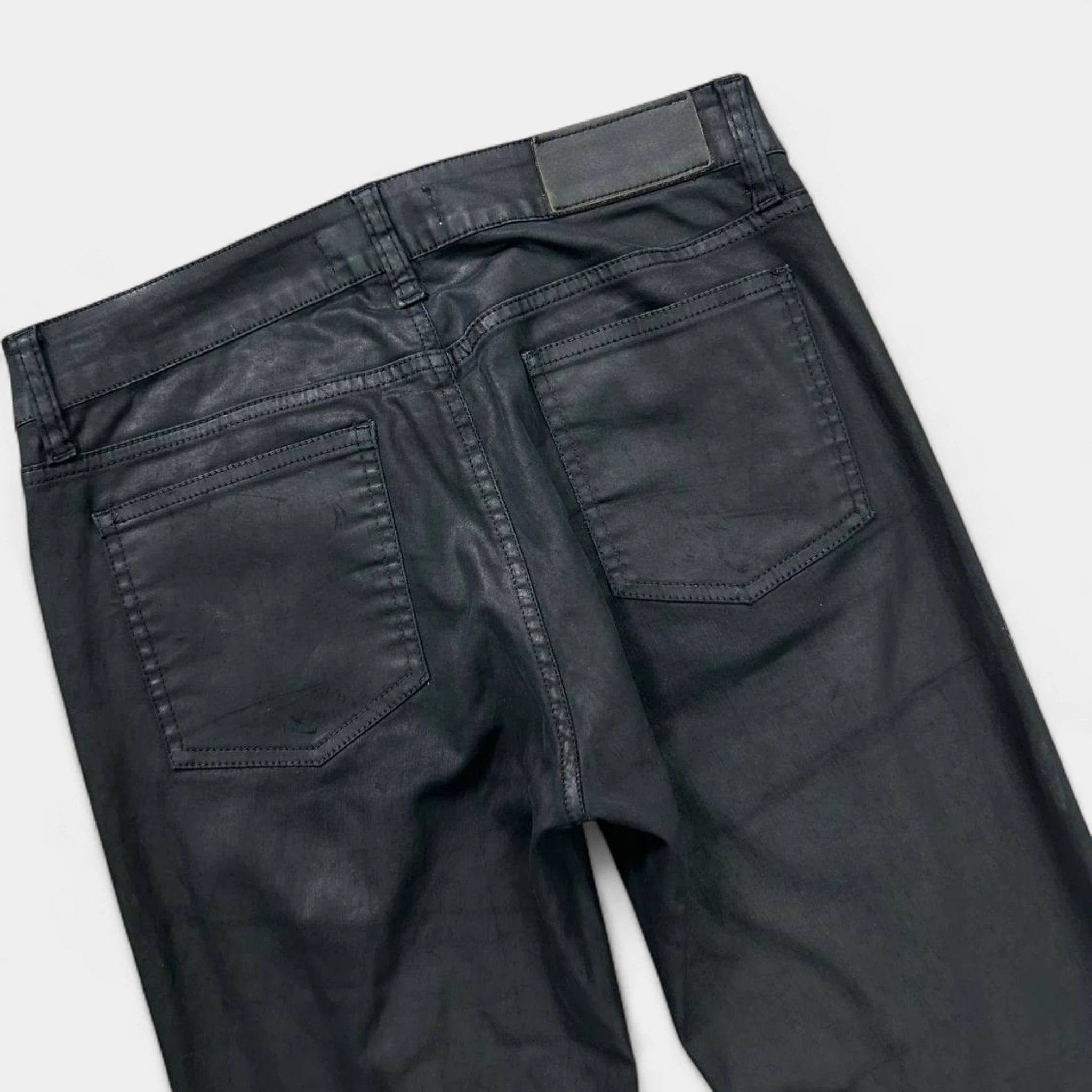 Acne Studios Vintage Avant-Garde Black Coated Denim Skinny Jeans