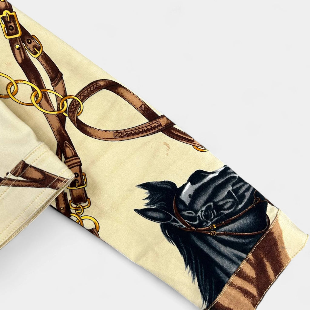 Dolce & Gabbana Rustic Beige Horse Print Denim Jacket