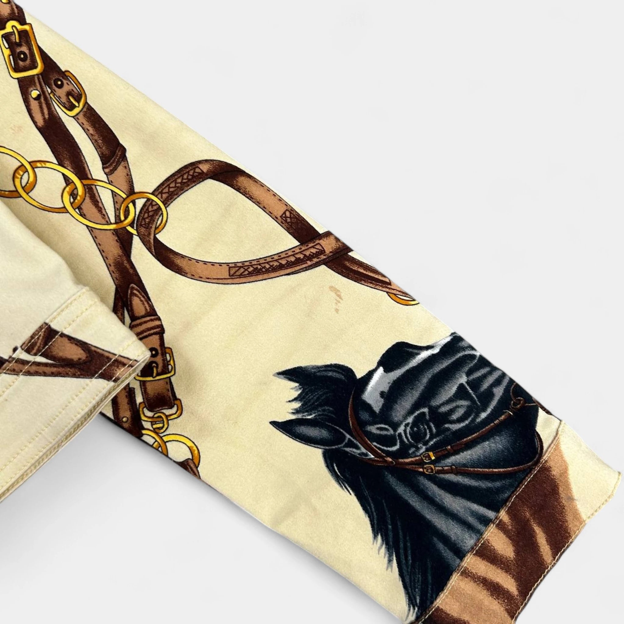 Dolce & Gabbana Rustic Beige Horse Print Denim Jacket