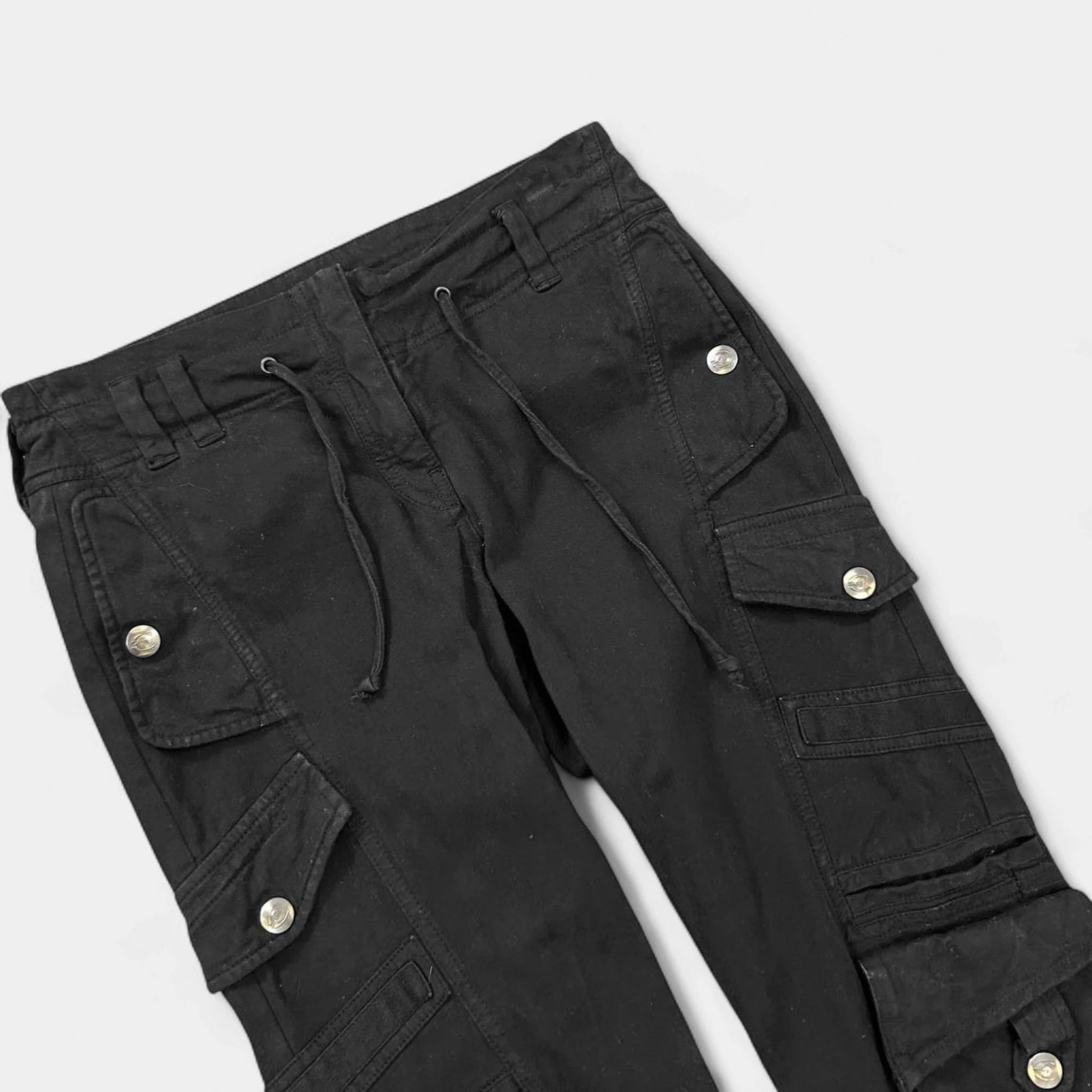 Just Cavalli 2000's Black Cargo Bondage Pants