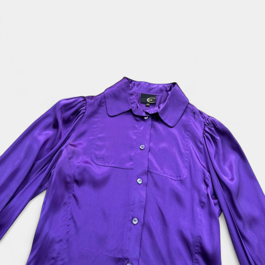 Just Cavalli 2000s Purple Satin Blouse
