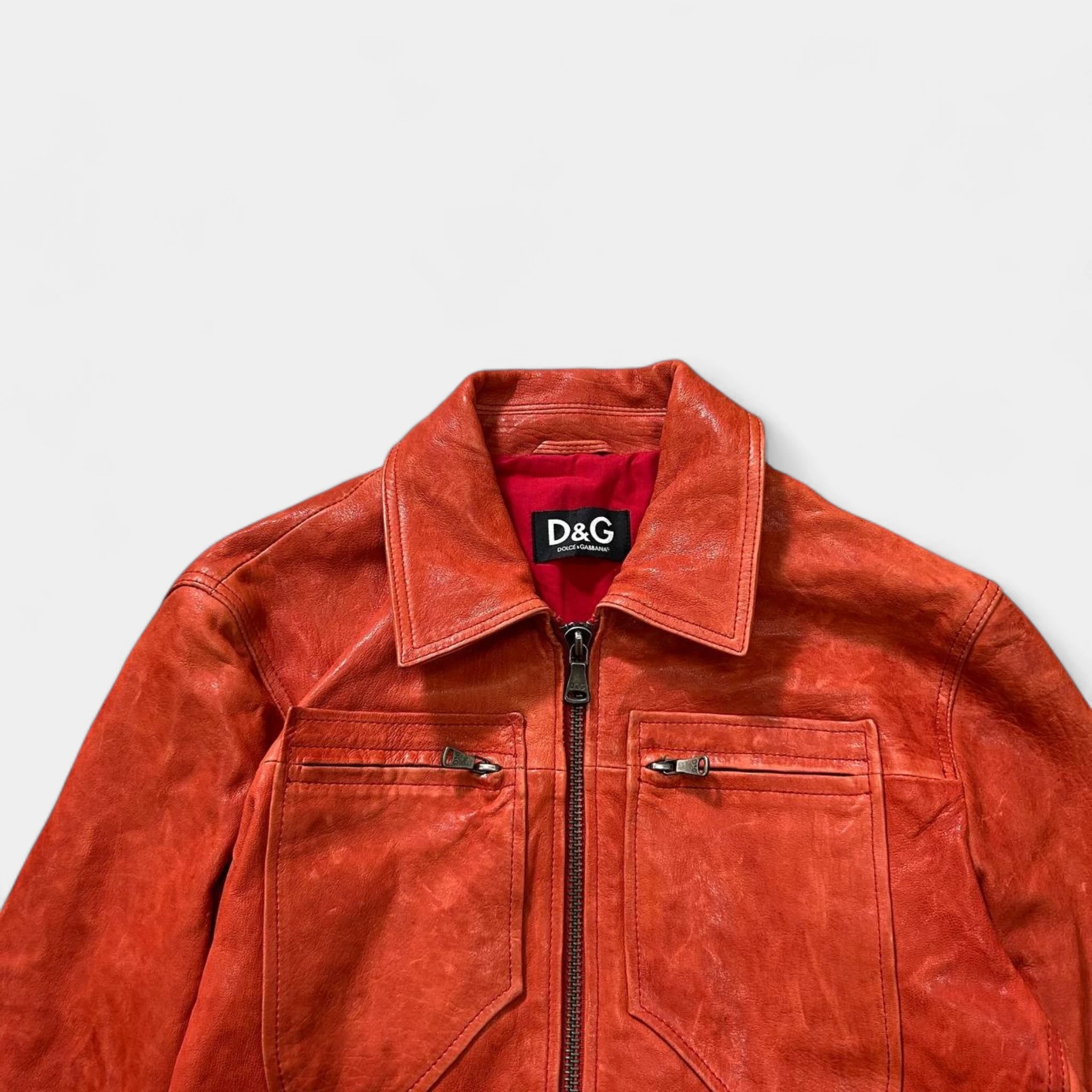 Dolce & Gabbana Biker Multizipper Red Leather Jacket