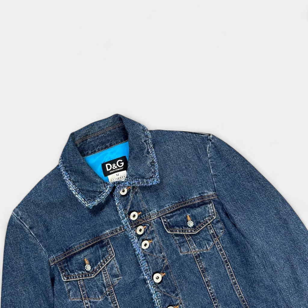 Dolce & Gabbana Blue Tweed Denim Jacket