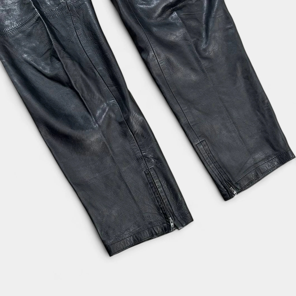 Gianni Versace Vintage Leather Black Pants