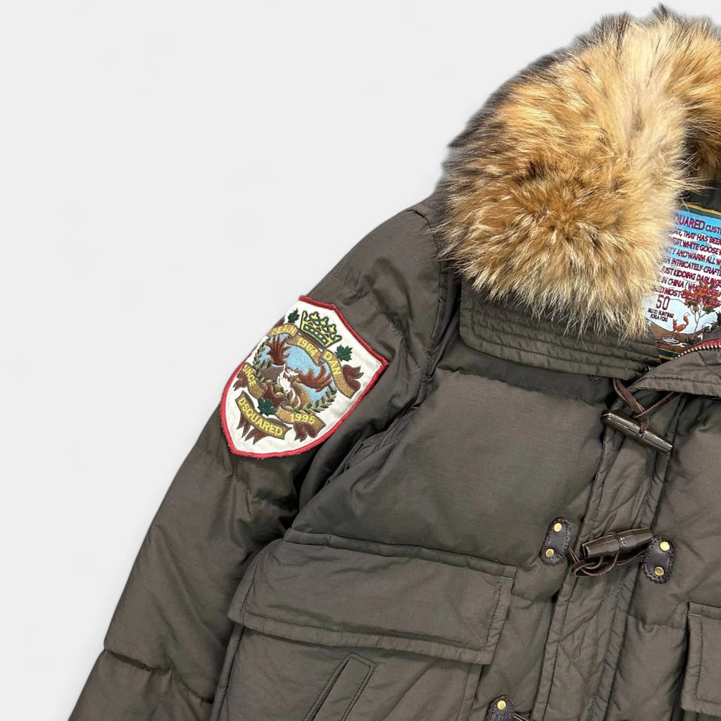 Dsquared2 Dark Brown Fur Collar Puffer Jacket