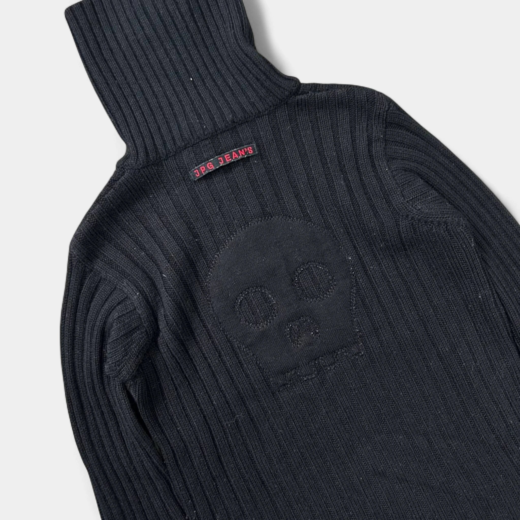 Jean Paul Gaultier 2000s Linear Knit Skull Appliqué Turtleneck