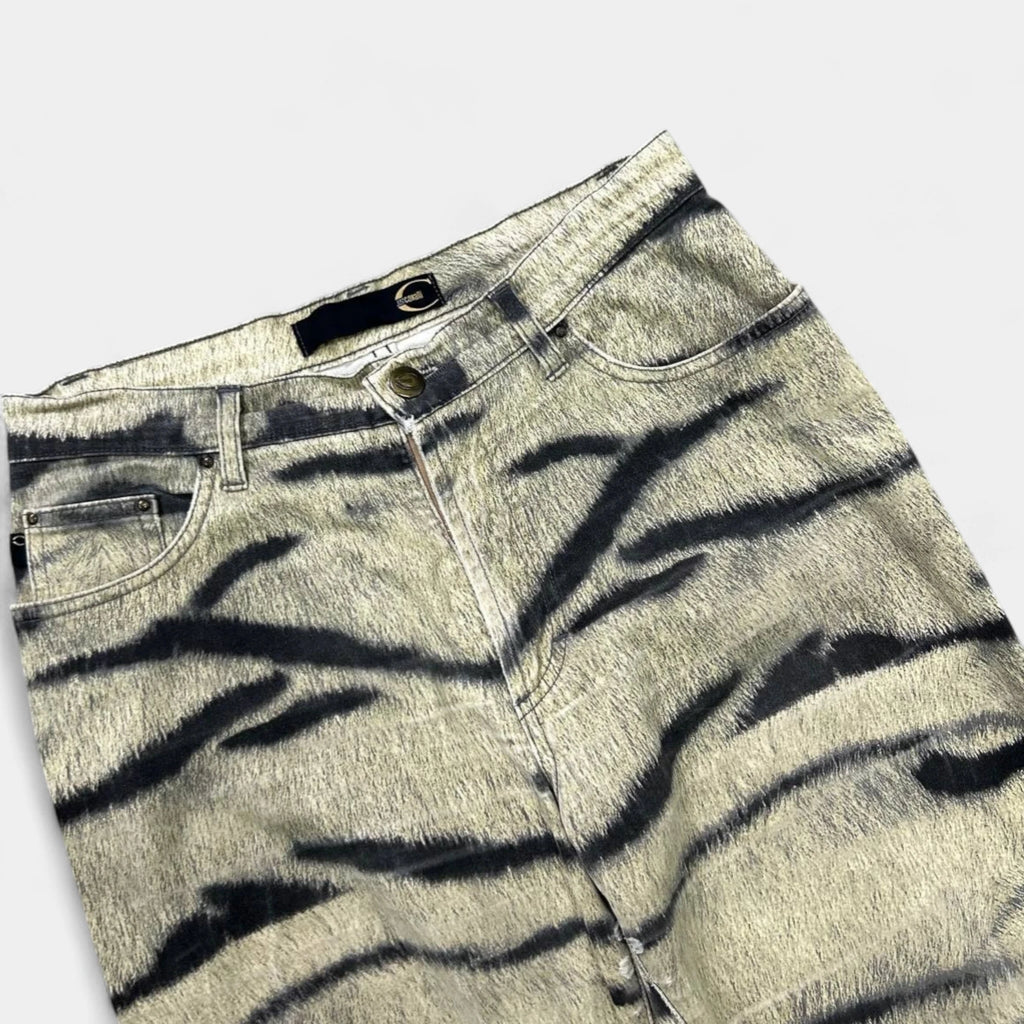 Just Cavalli 2000s Tiger Print Flared Pants