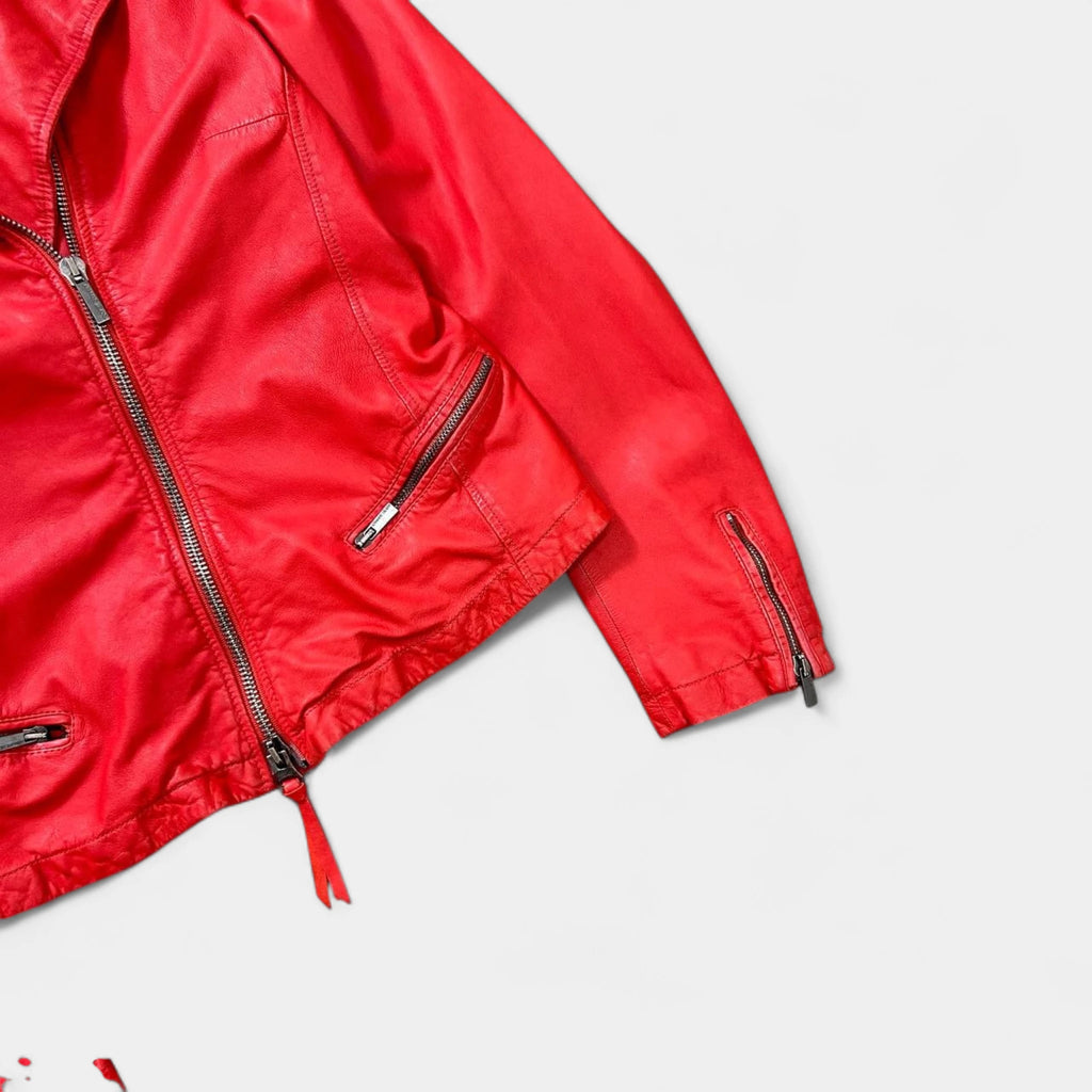 Armani Jeans Rocker Red Leather Jacket