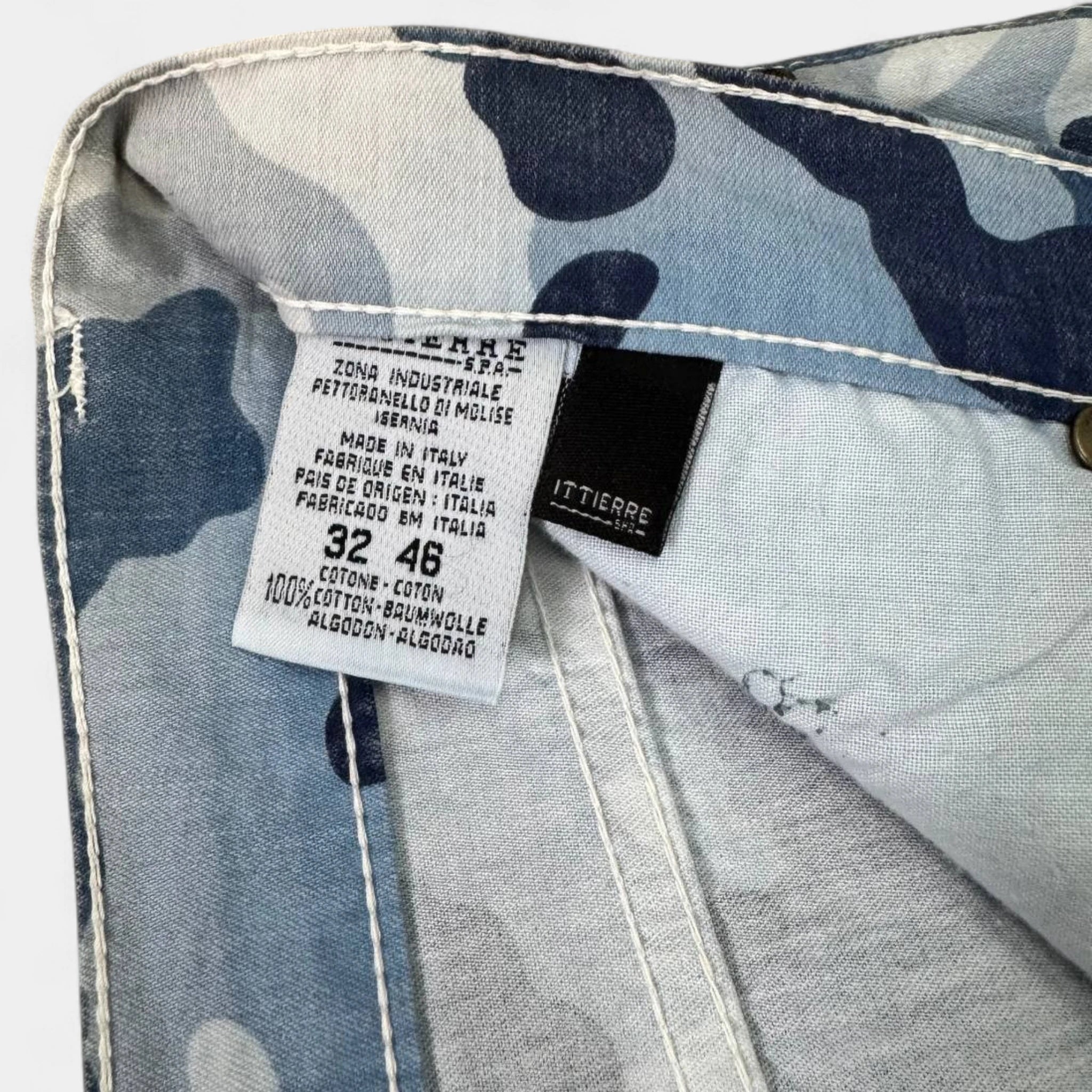 Just Cavalli 2000s Blue Camouflage Flared Denim Jeans