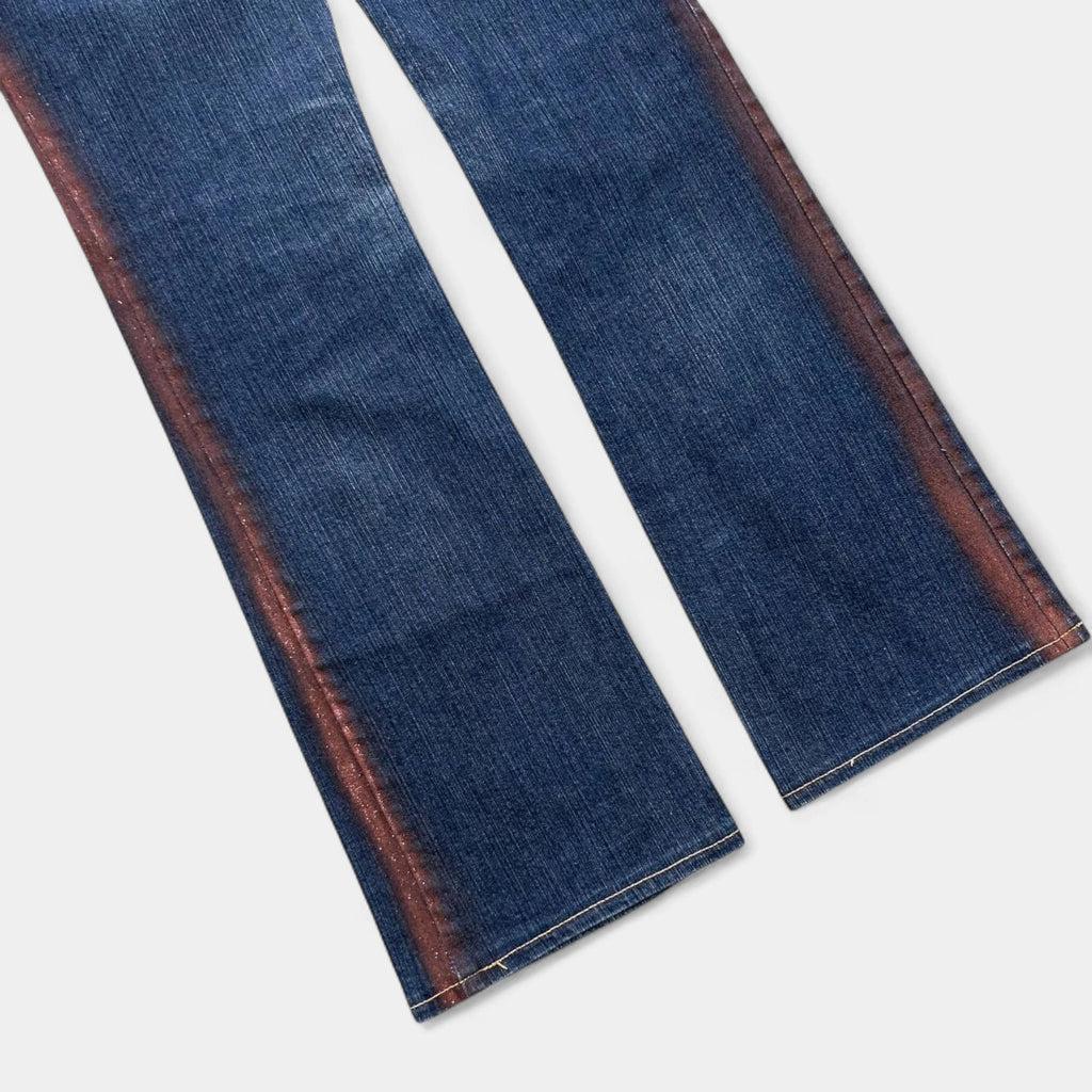 Just Cavalli 2000s Denim Flared "Graffiti" Jeans