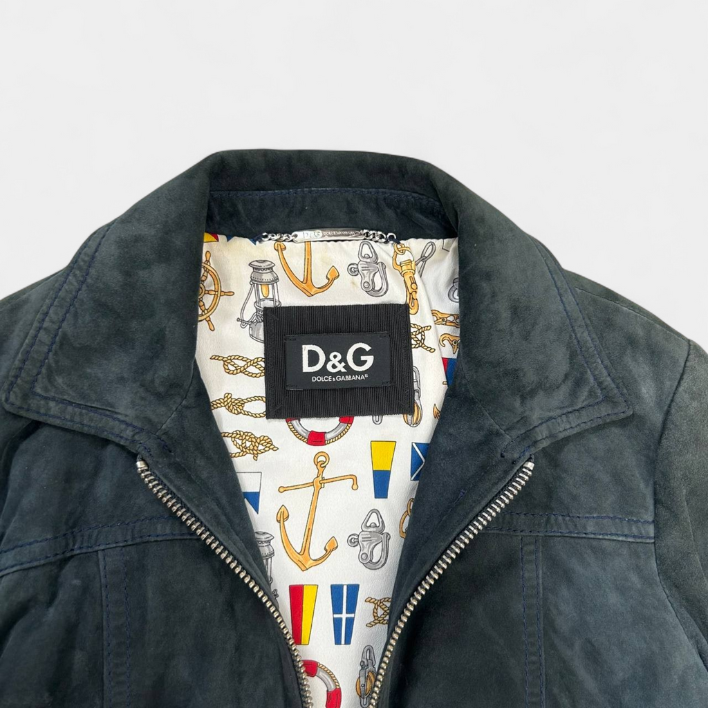 Dolce & Gabbana 2000's Navy Suede Jacket