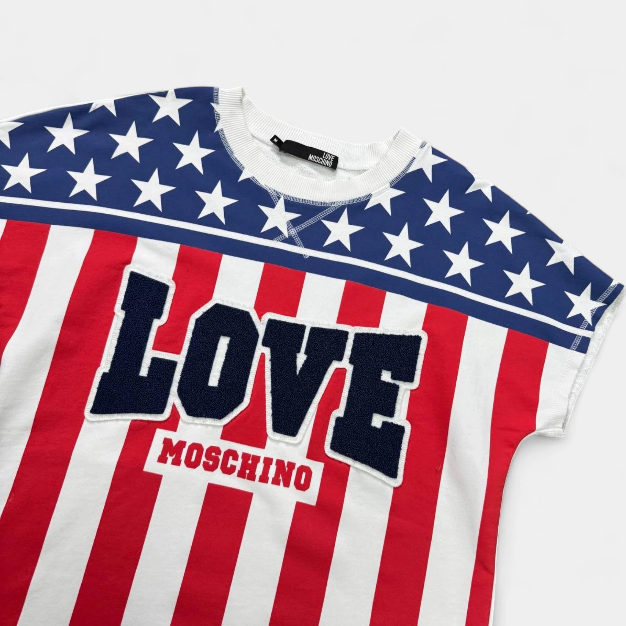 Love Moschino 2010s American Flag Appliqué Short-Sleeve Jersey White