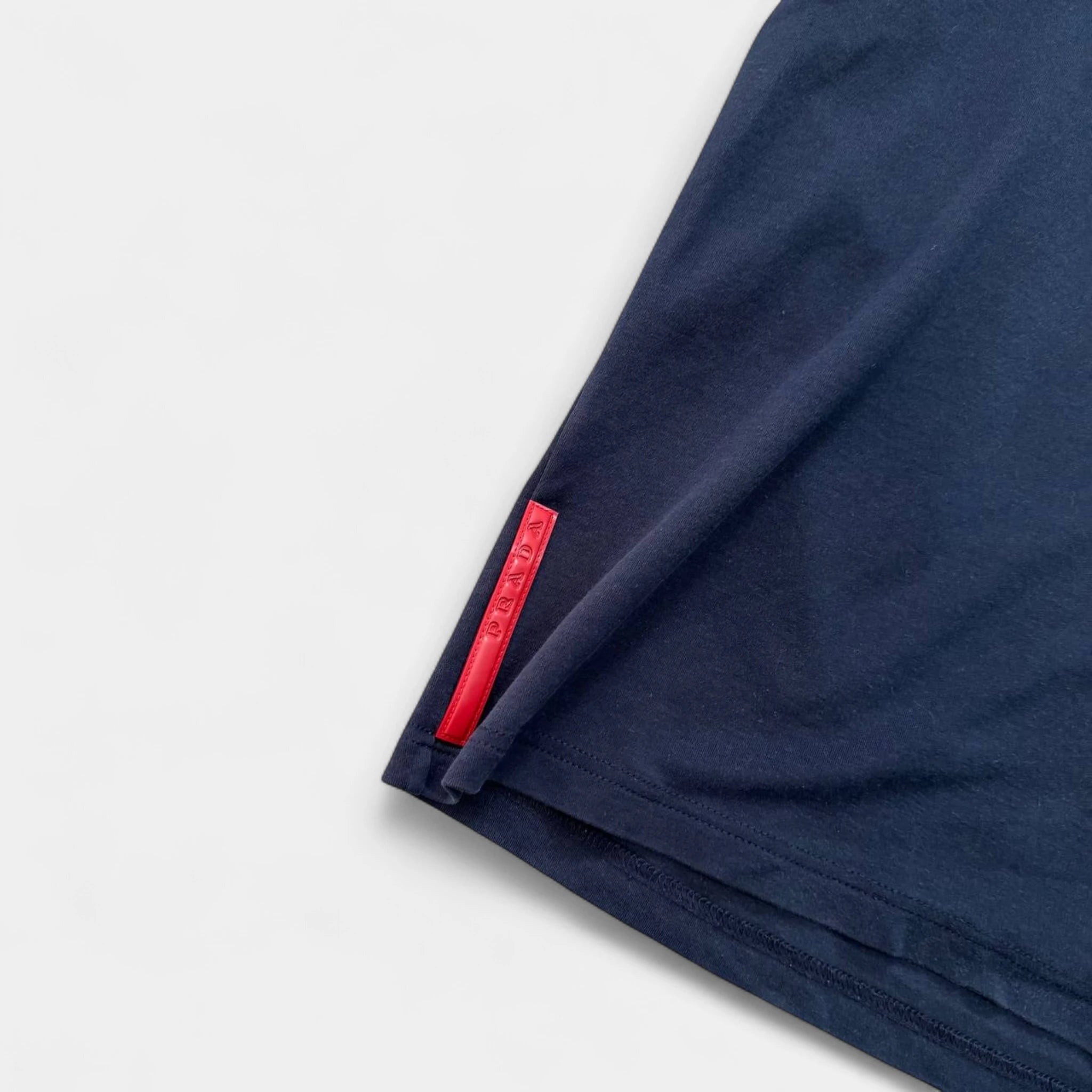Prada Linea Rossa Red Tab Short Sleeve Navy Polo Shirt