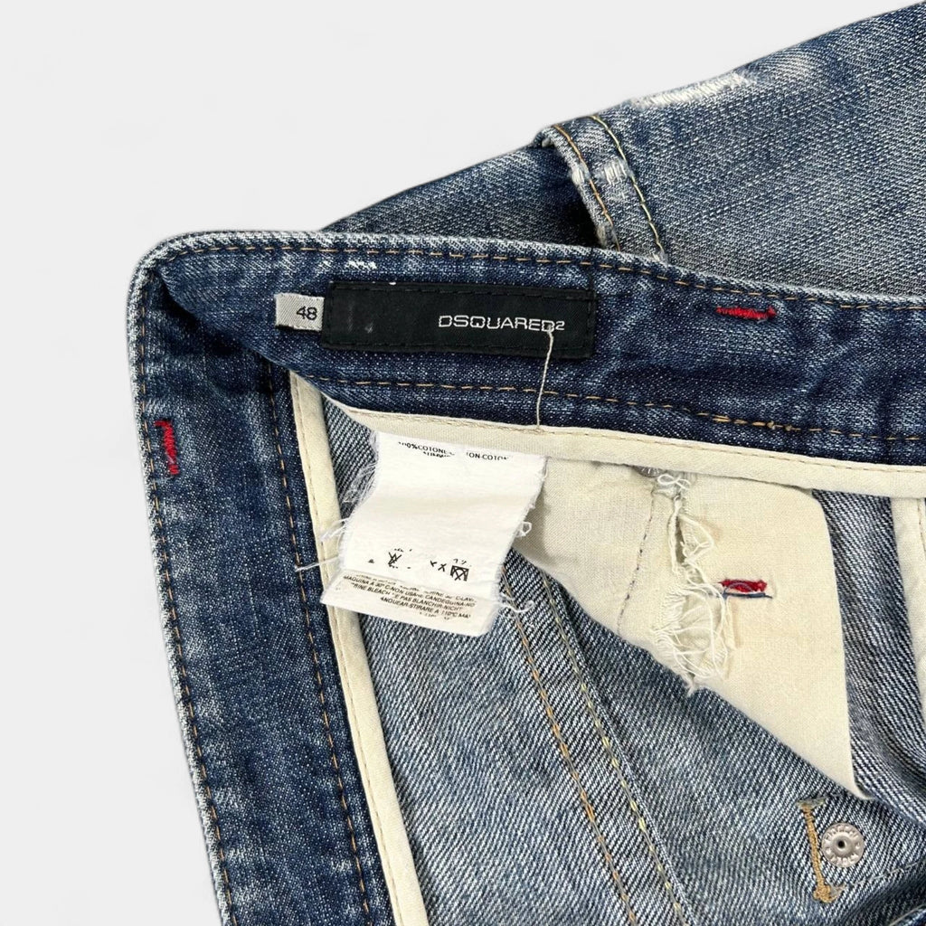 Dsquared Jeans Straight Leg Fucker Detail Blue Pants