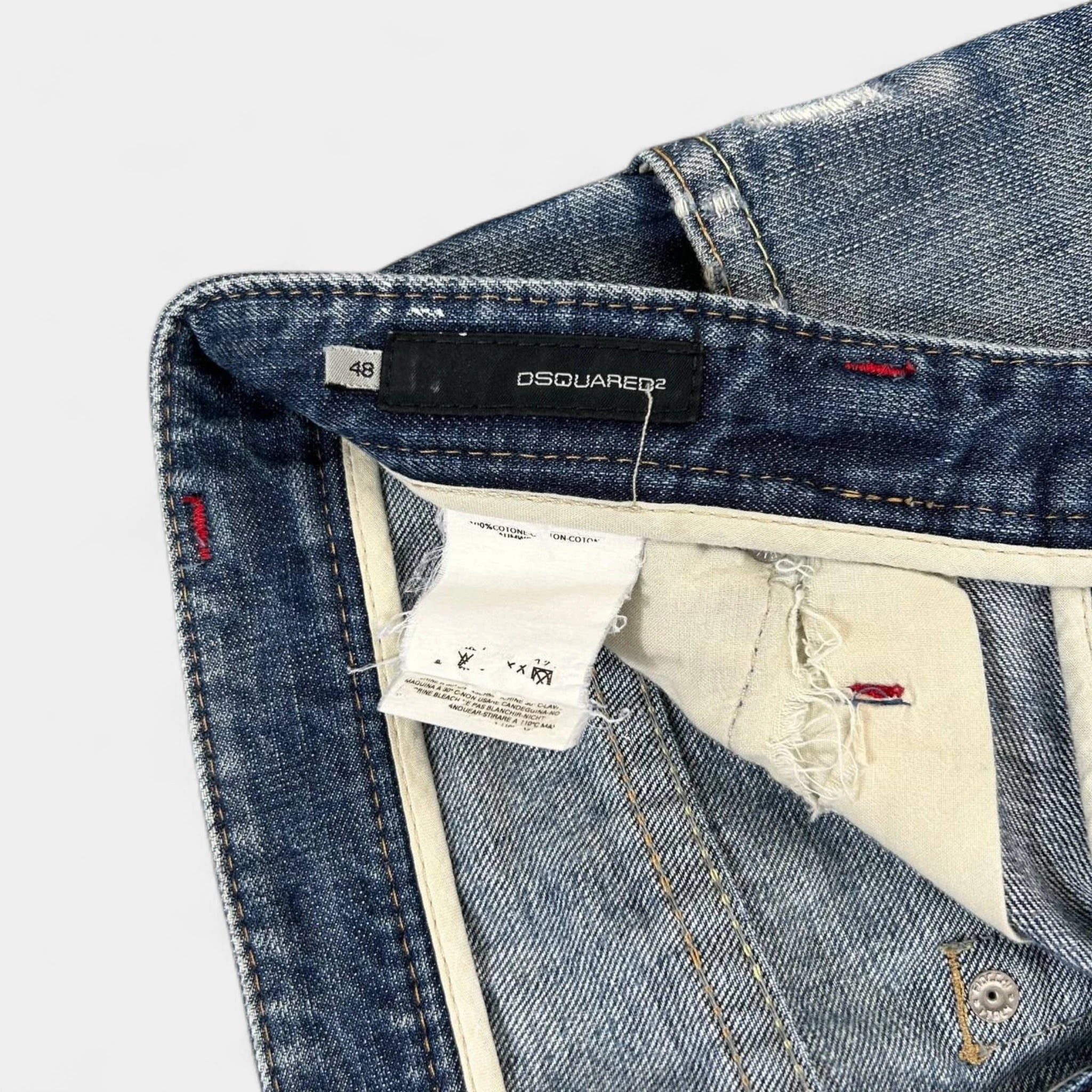 Dsquared Jeans Straight Leg Fucker Detail Blue Pants