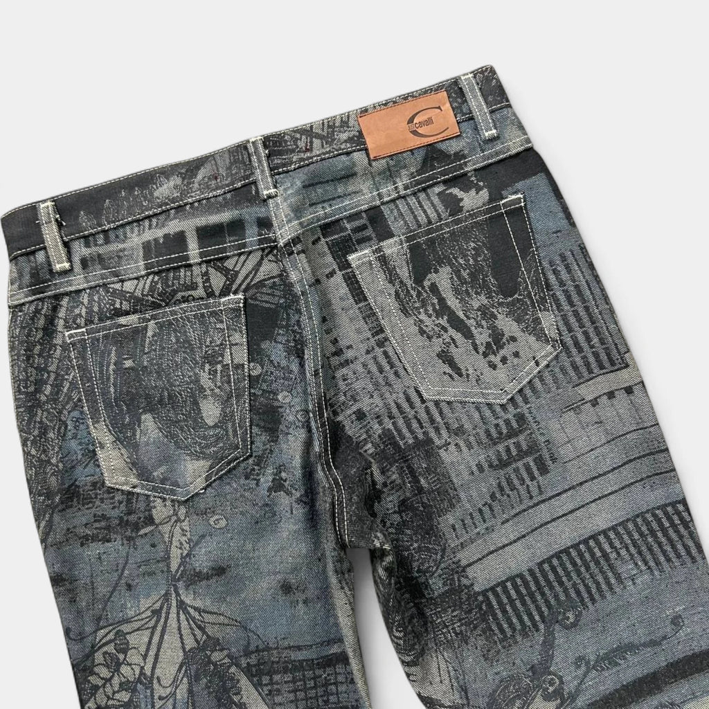 Just Cavalli 2000's City Pattern Black Pants