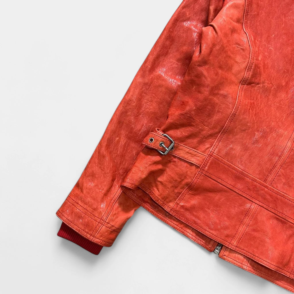 Dolce & Gabbana Biker Multizipper Red Leather Jacket