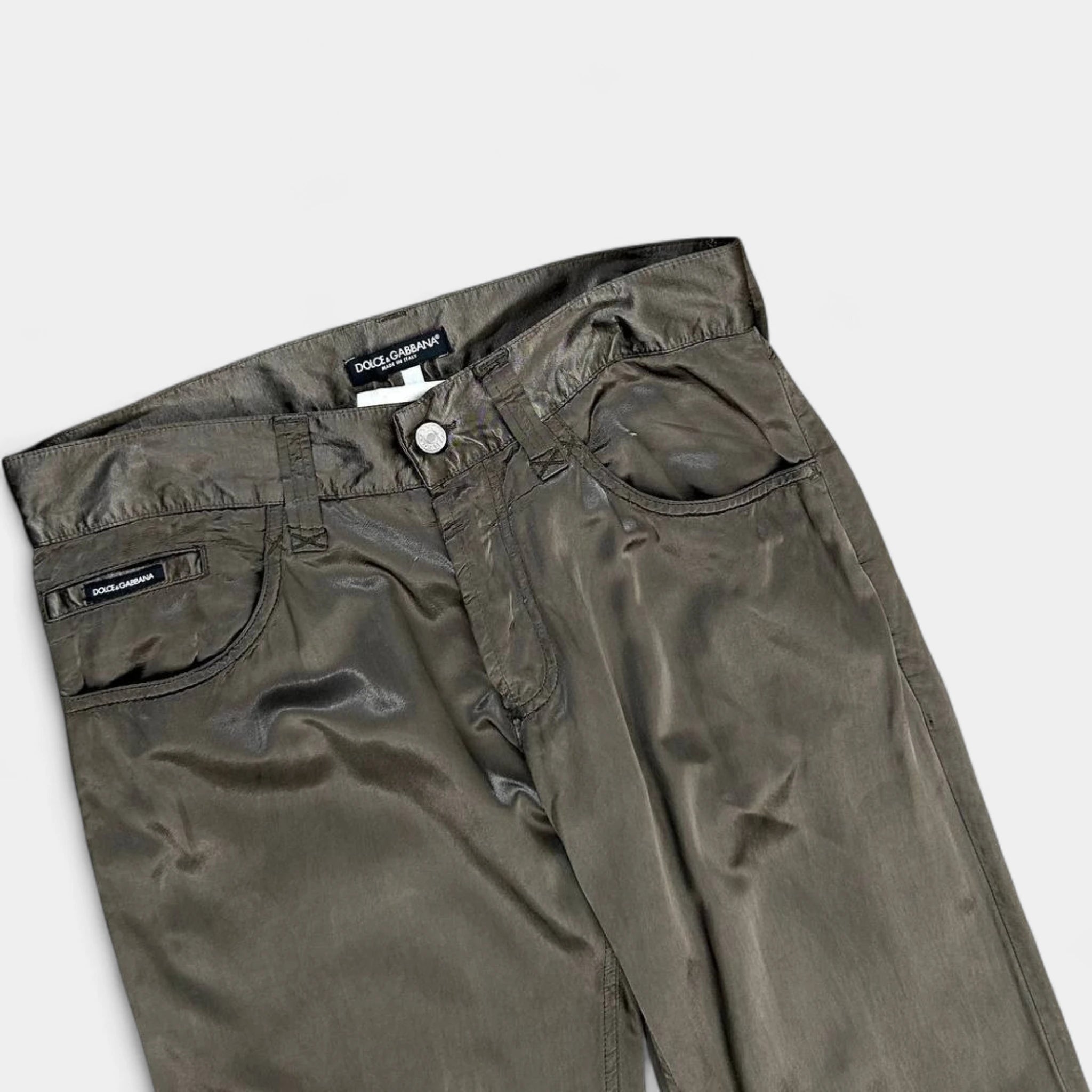 Dolce & Gabbana Green Silk Pants