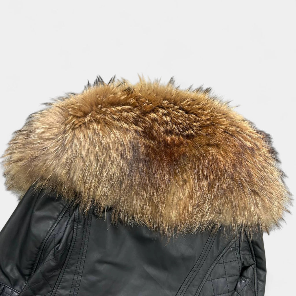Dsquared2 Cropped Leather Jacket with Fur Collar