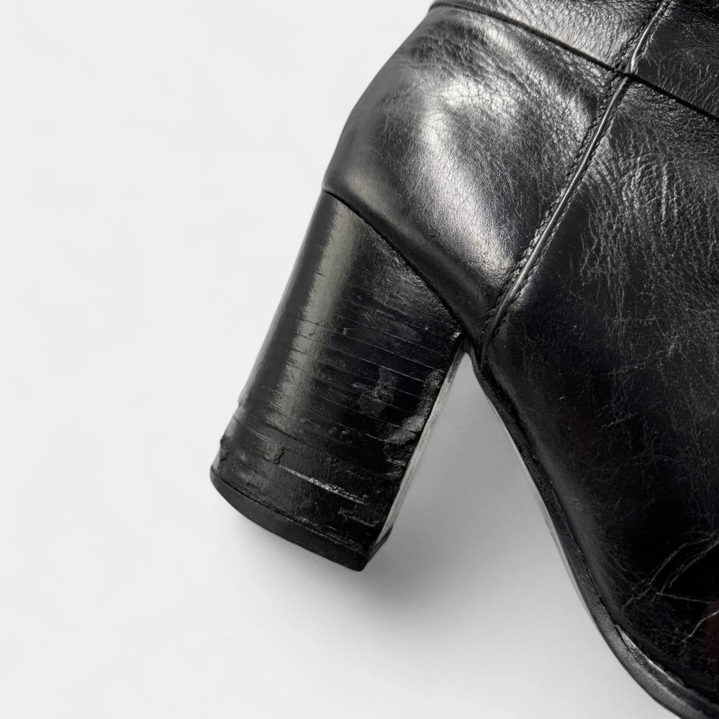 Jil Sander Black Leather Block Heel Ankle Boots