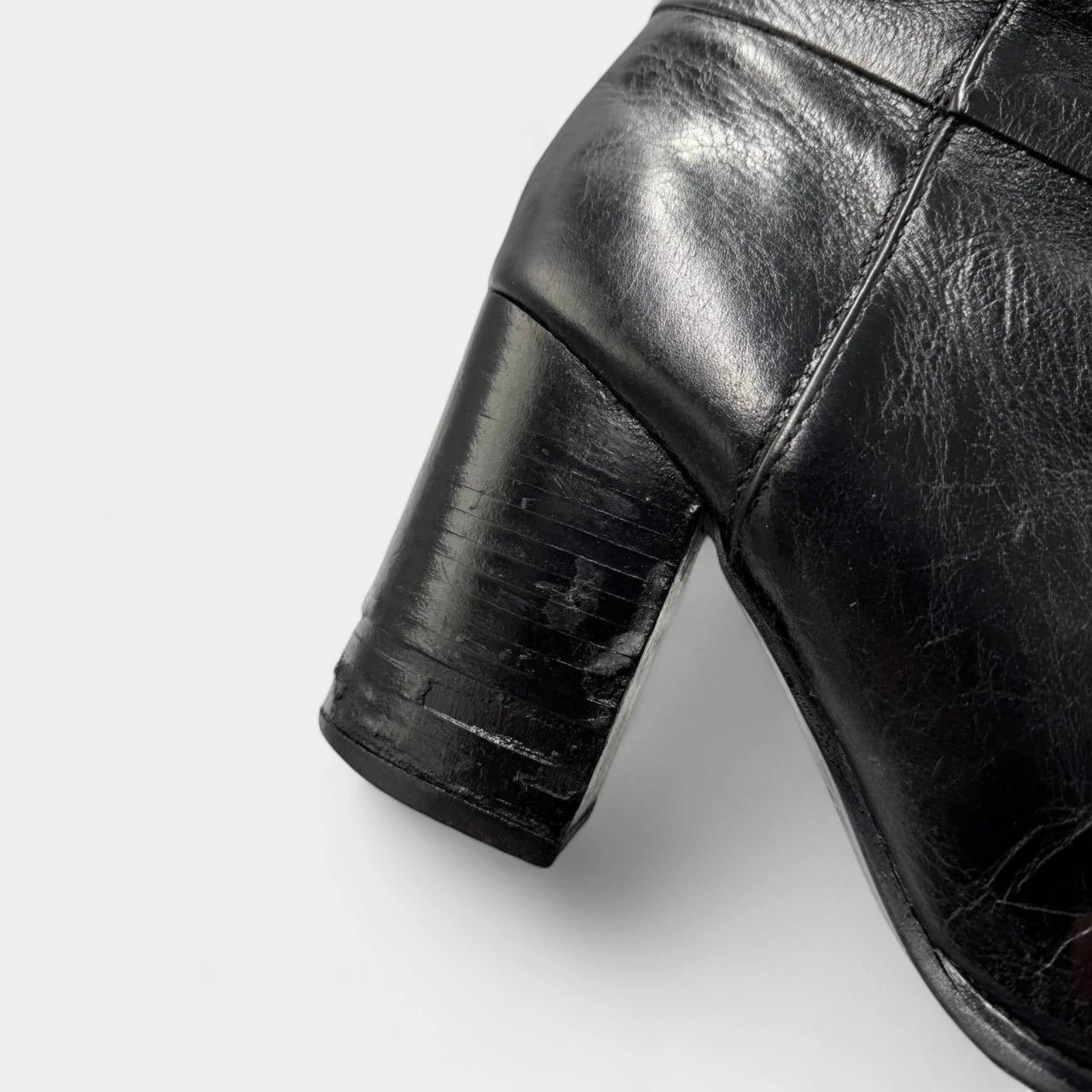 Jil Sander Black Leather Block Heel Ankle Boots