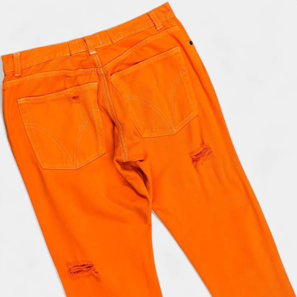 Dolce & Gabbana Orange Distressed Straight Leg Pants
