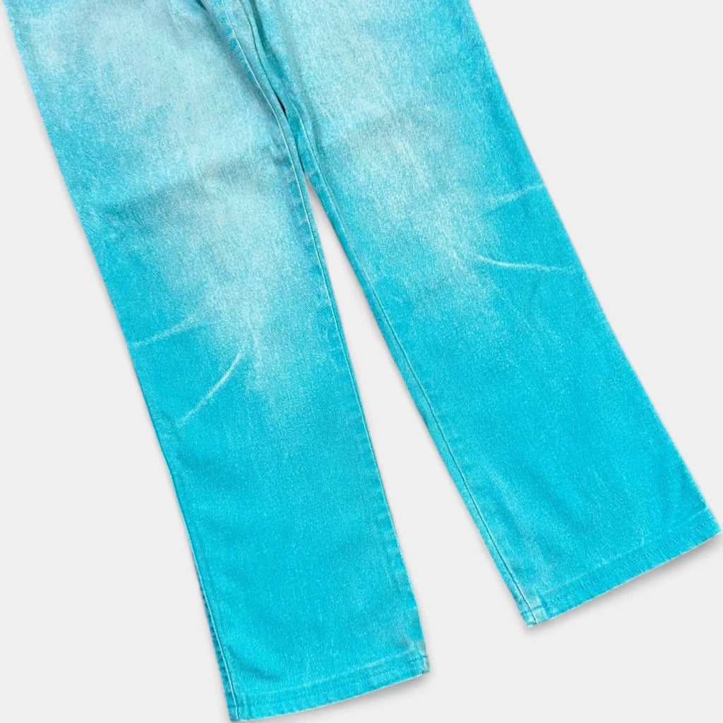 Cavalli Jeans 2000's Turquoise Printed Effect Denim Pants
