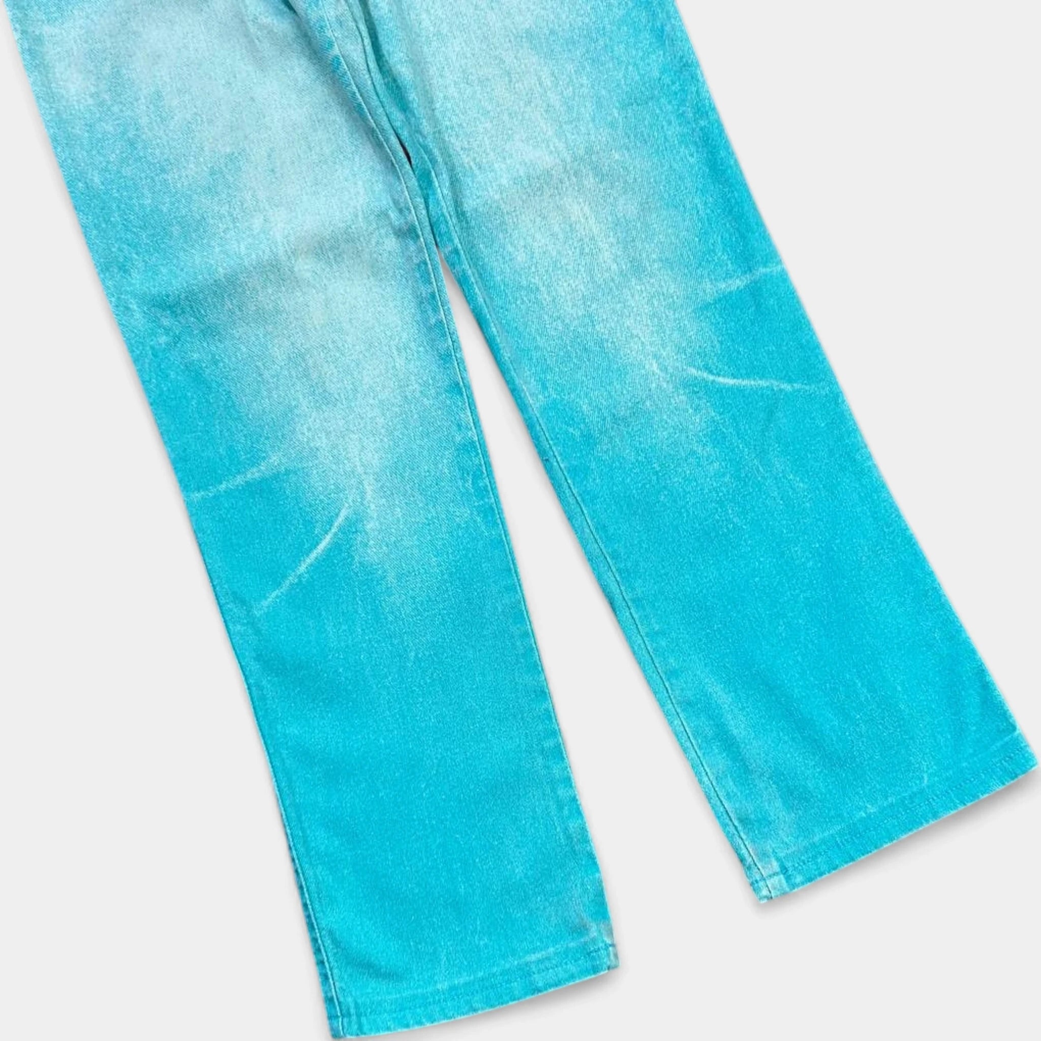 Cavalli Jeans 2000's Turquoise Printed Effect Denim Pants