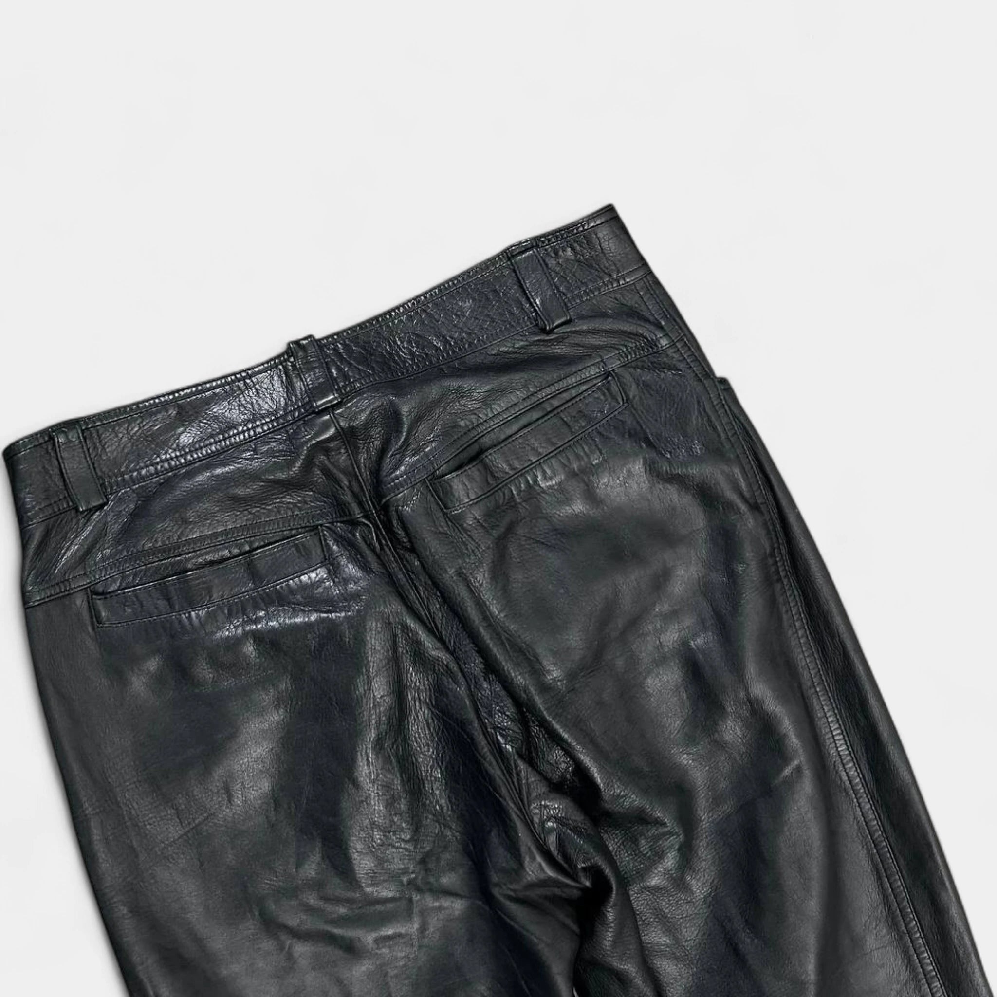 Gianni Versace Vintage Leather Black Pants