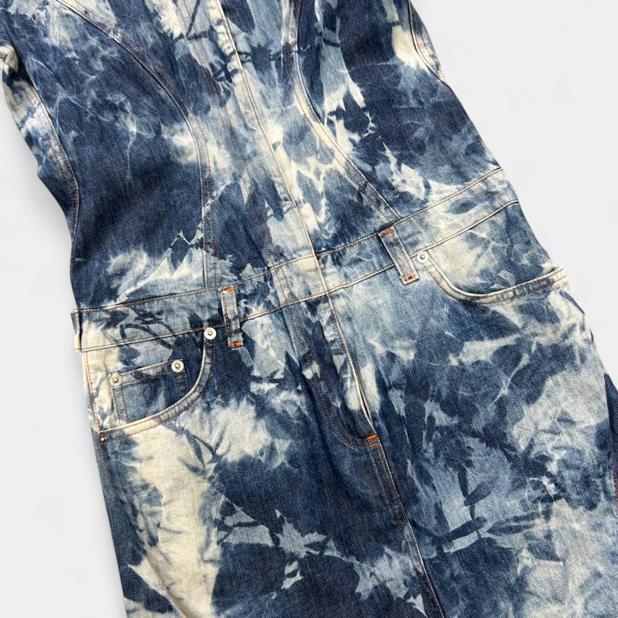 Walter Van Beirendonck W.&L.T. 1997 Marble Wash Denim Dress