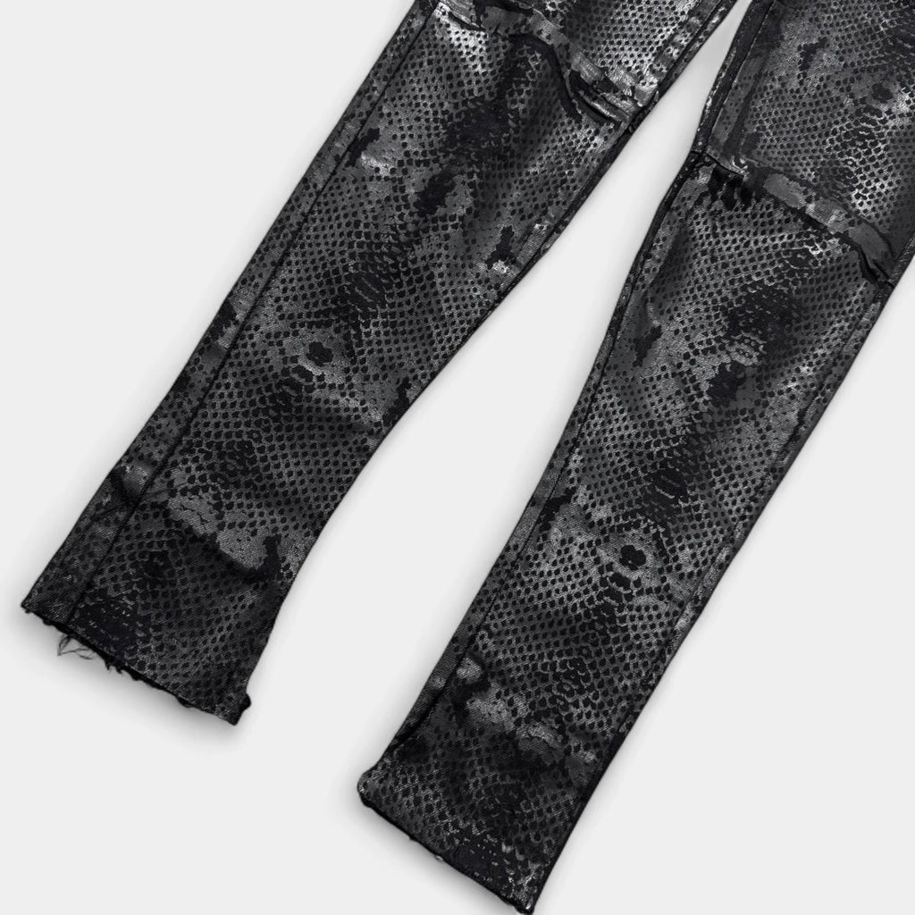 Pierre Balmain Snakeskin Coated Multi-Zip Biker Skinny Jeans