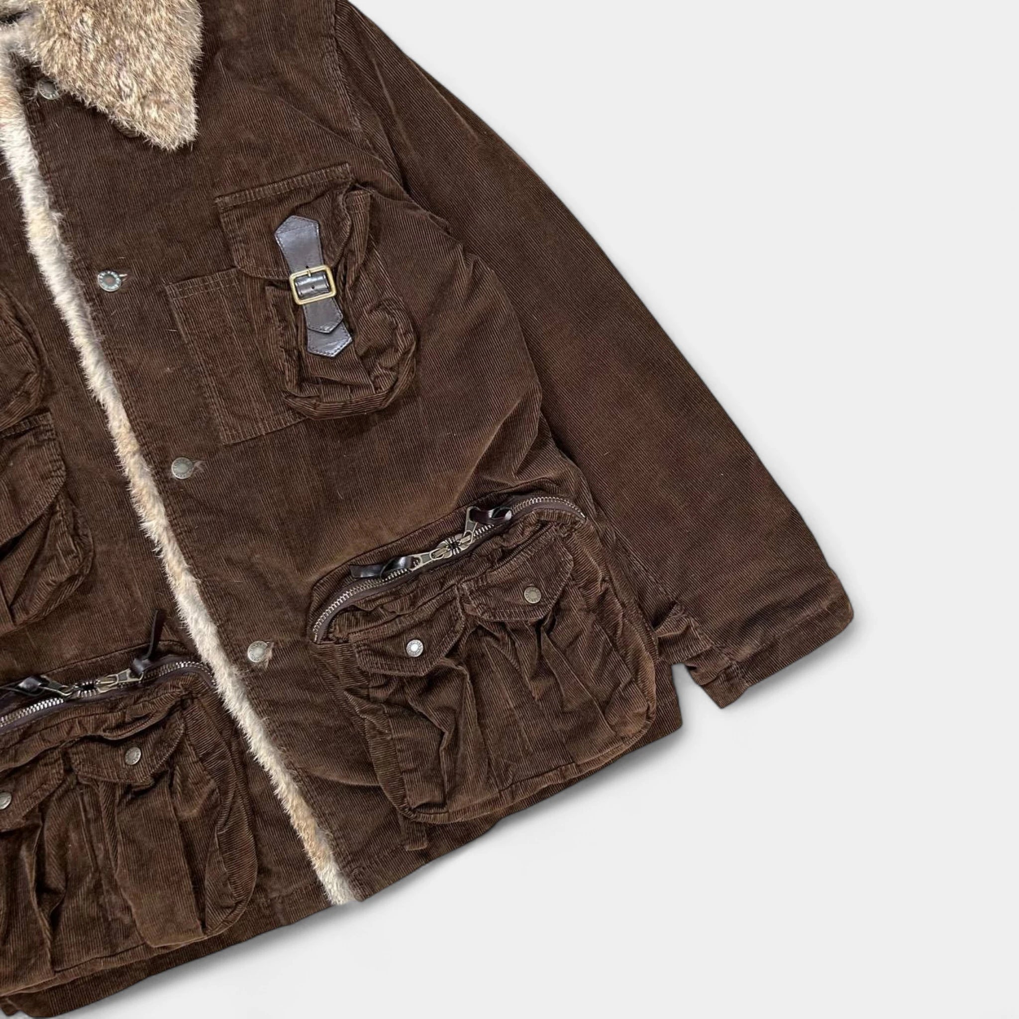 Dolce & Gabbana Corduroy Fur Brown Fur Jackets