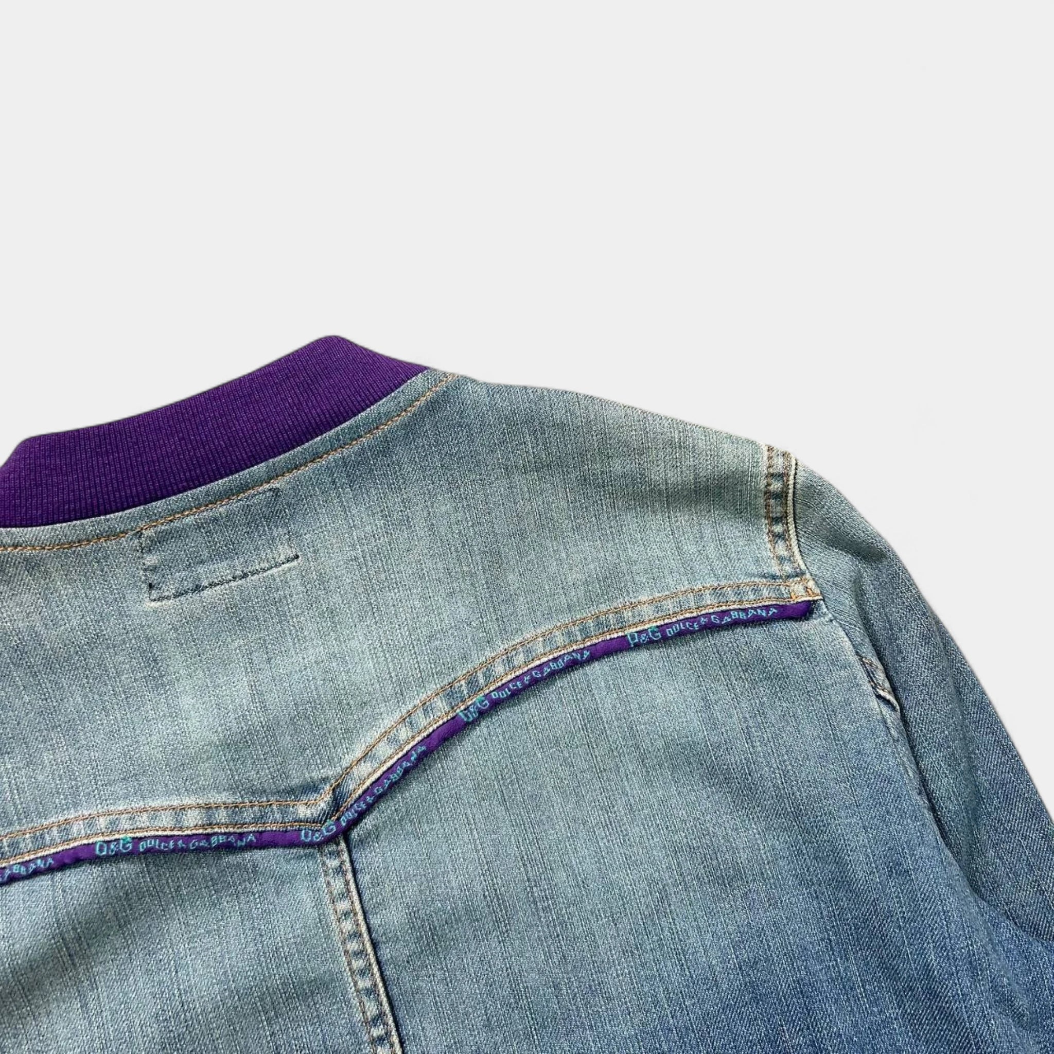 Dolce & Gabbana 2000's Denim Purple Bomber Jacket