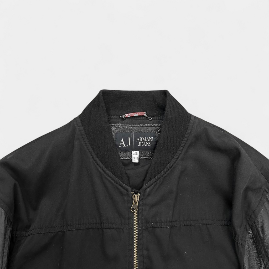 Armani Jeans Black Canvas and Leather Jacket