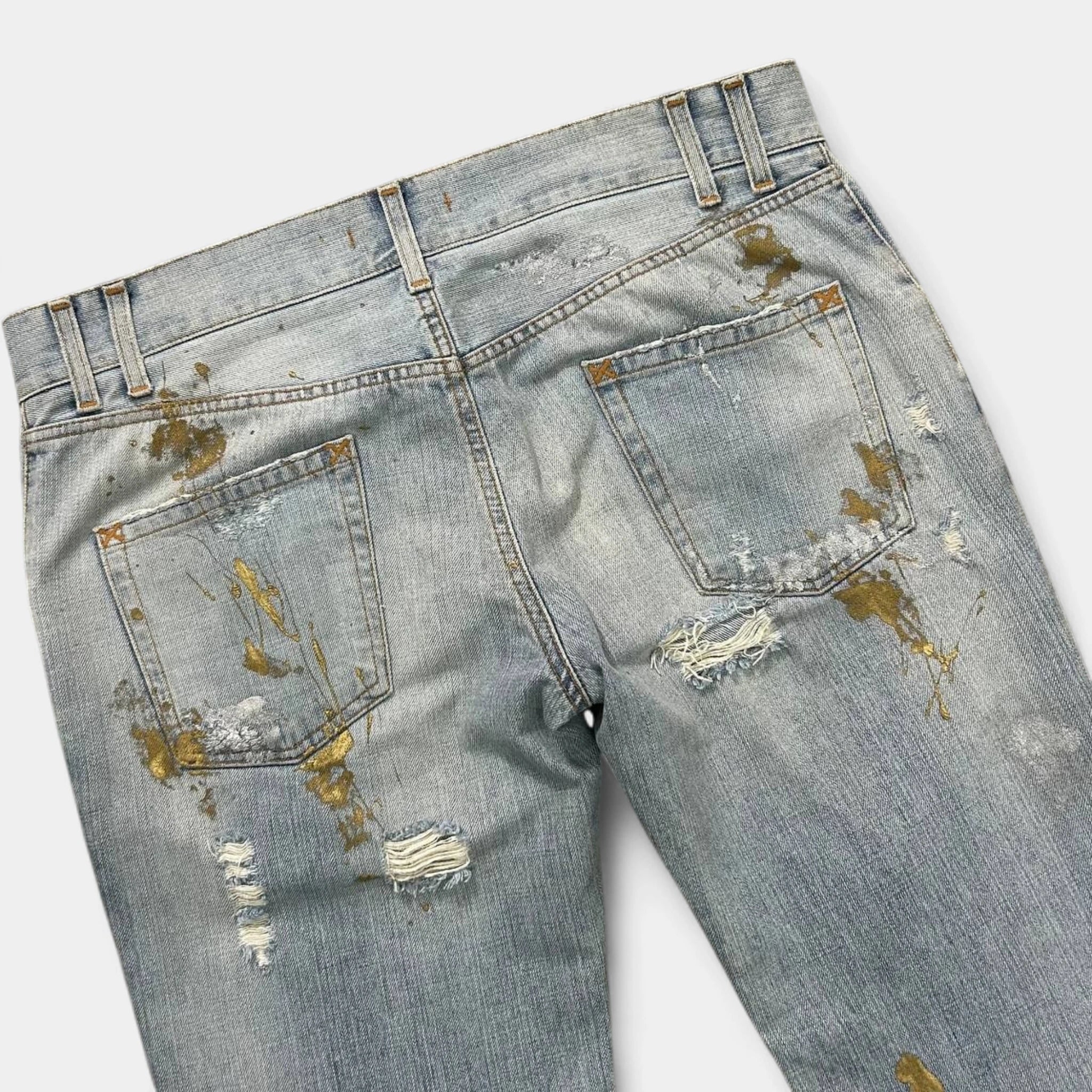 Dolce & Gabbana Gold Paint Splatter Denim Jeans