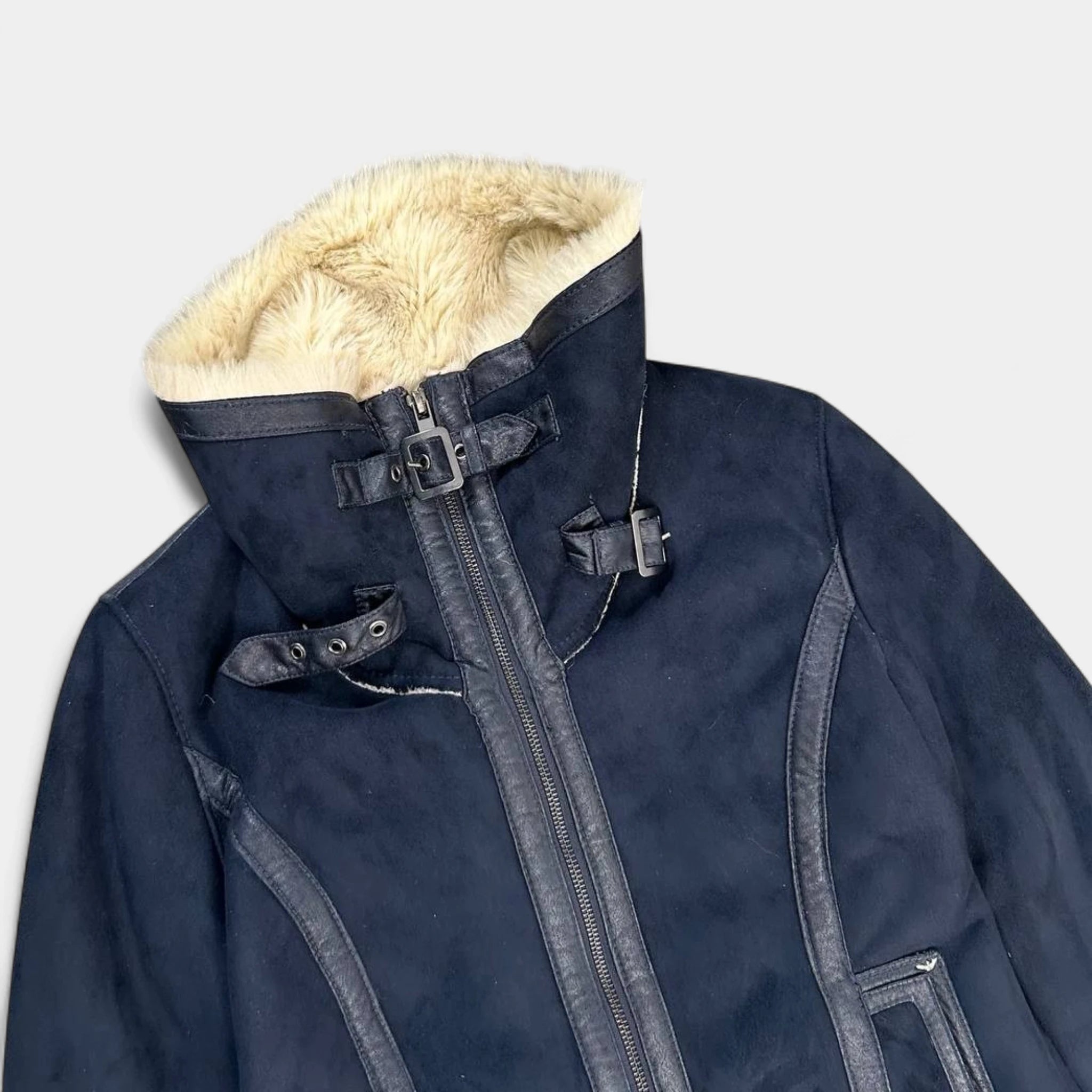 Armani Suede Bondage Navy Leather Jackets